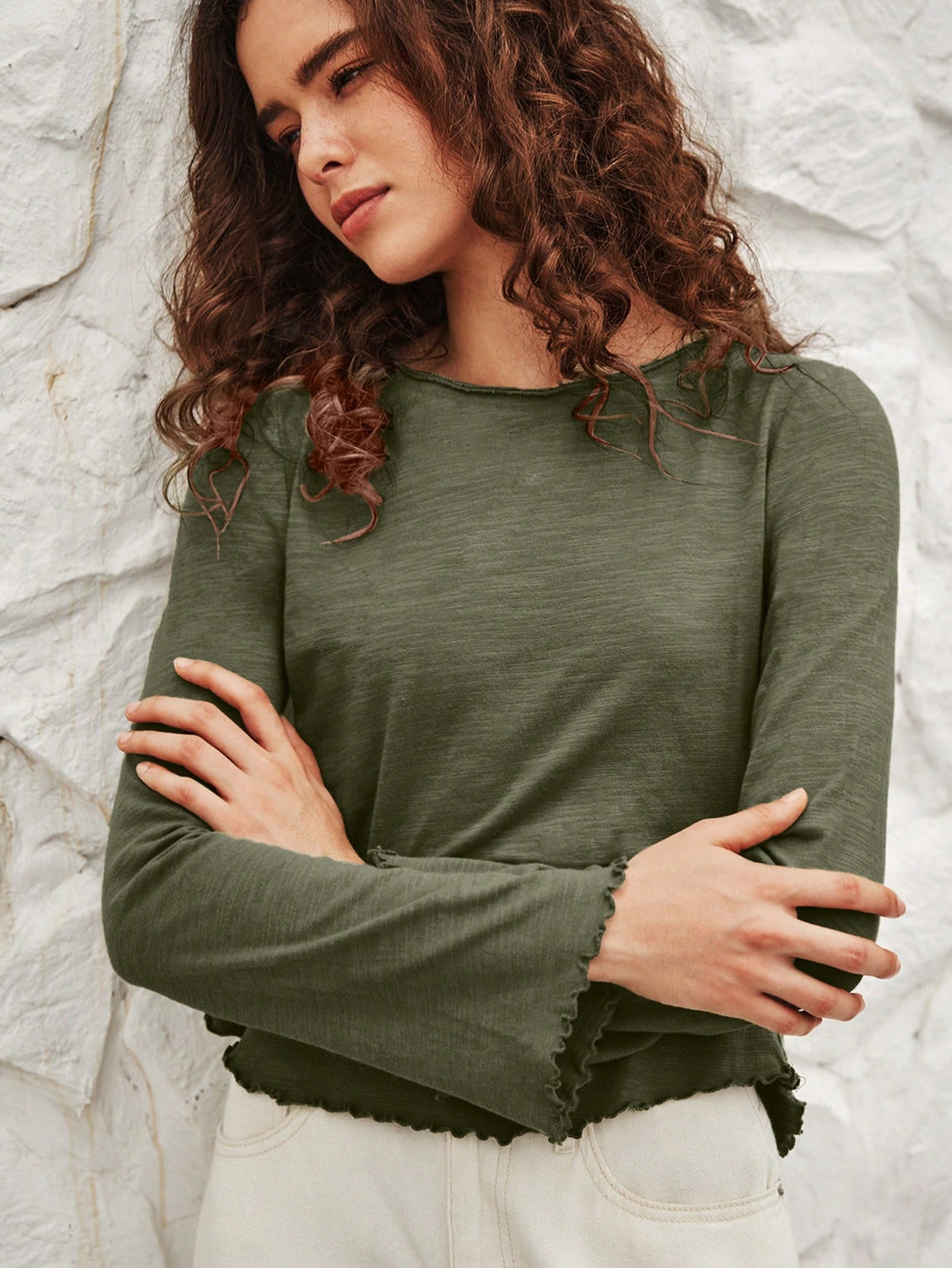 Ropa de Mujer, Ropa de Mujer, Tops & Blusas & Camisetas de Mujer, Camisetas de Mujer, Verde militar