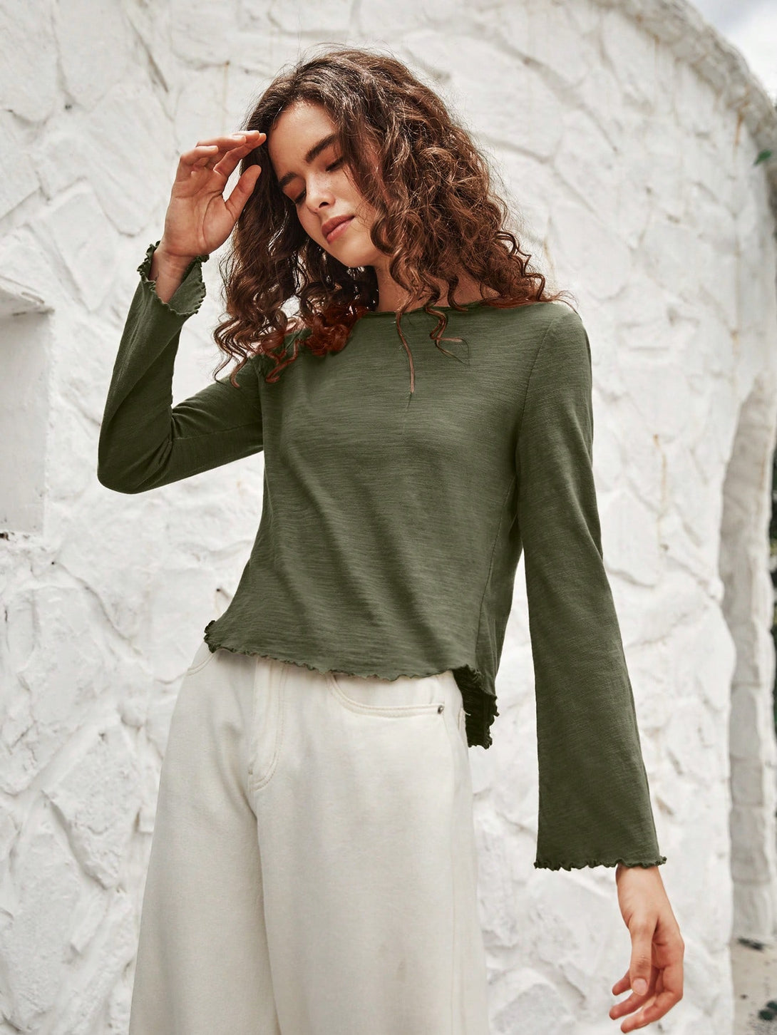 Ropa de Mujer, Ropa de Mujer, Tops & Blusas & Camisetas de Mujer, Camisetas de Mujer, Verde militar