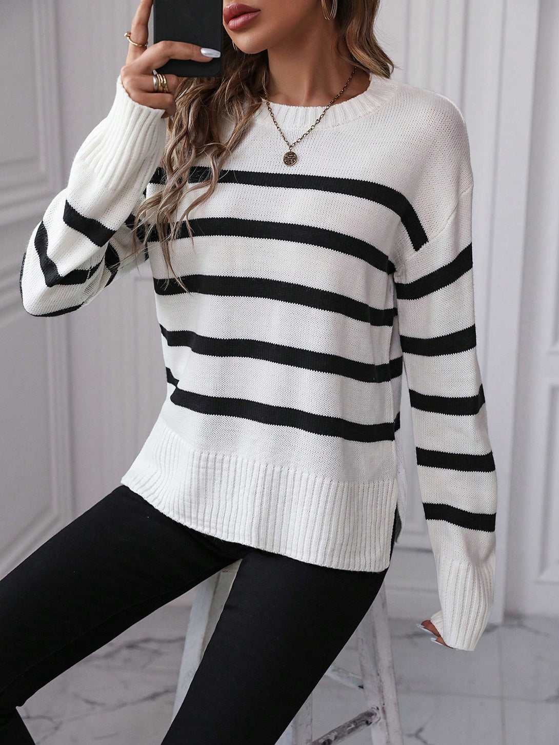 Ropa de Mujer, Tejido de Punto de Mujer, Jerséis de Mujer, PARENT-CHILD LOOKBOOK, 27083267, Blanco y Negro