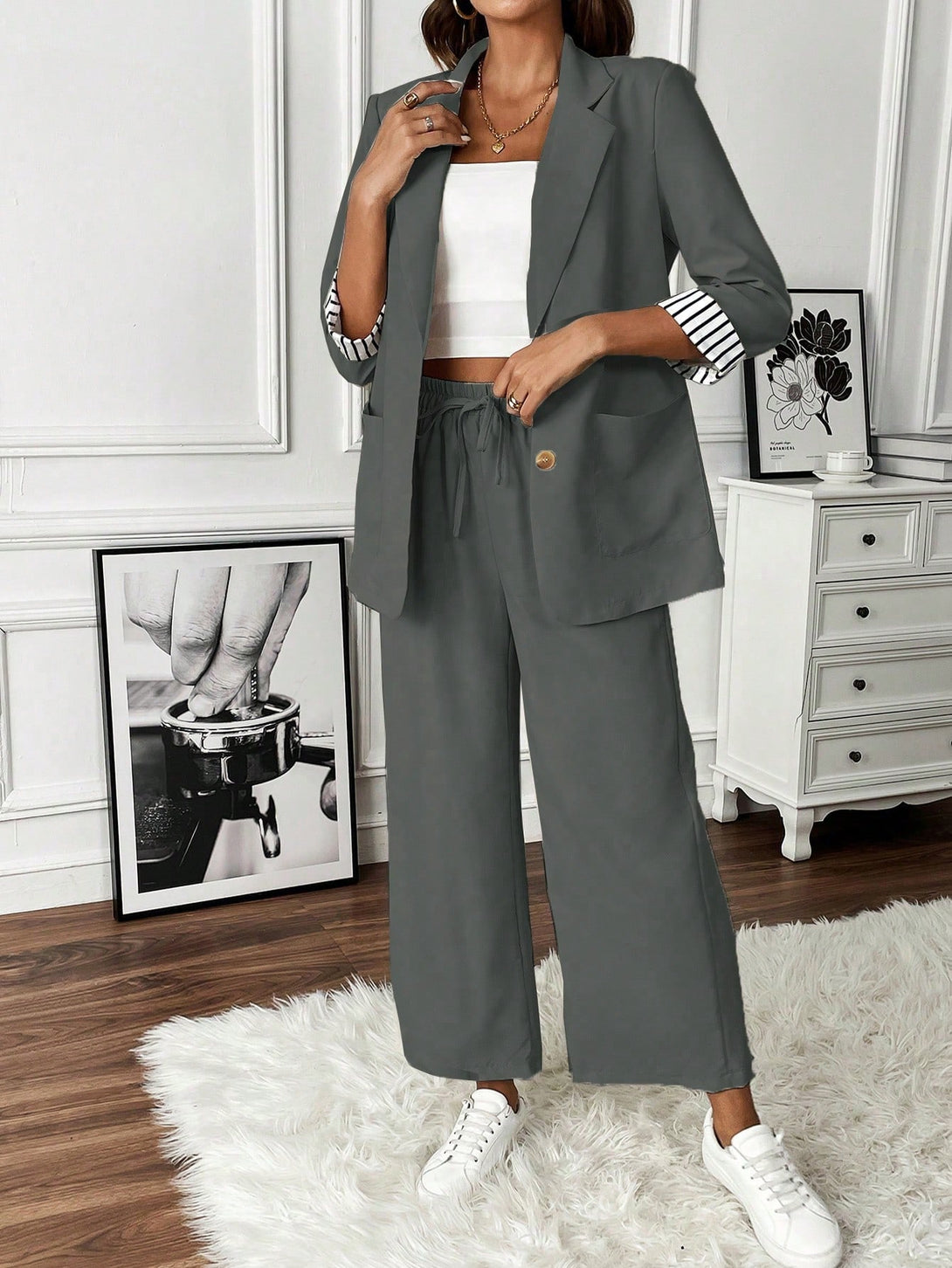 Ropa de Mujer, Trajes de Mujer, Sets de Traje de Mujer, 26867176, Gris