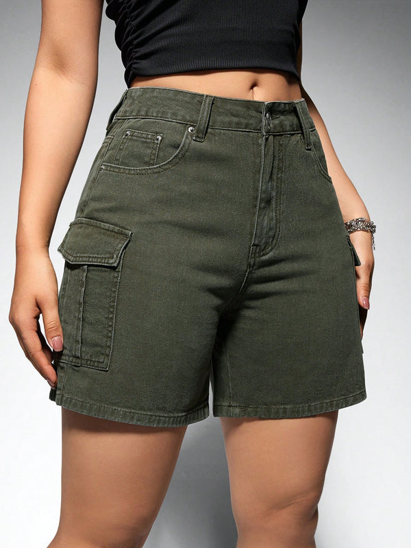 Ropa de Mujer, Mezclilla para mujer, Pantalones cortos de mezclilla para mujer, Colección de trajes de mujer, 27246357, Verde militar
