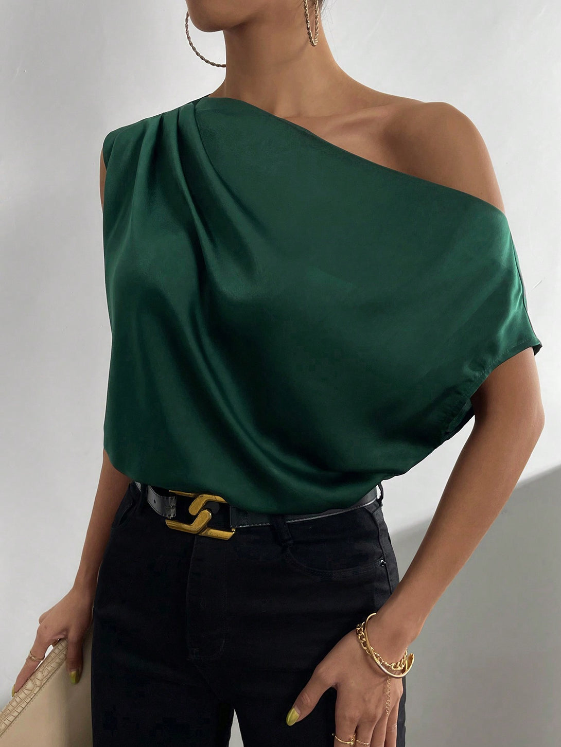 Ropa de Mujer, Ropa de Mujer, Tops & Blusas & Camisetas de Mujer, Blusas de Mujer, Colección de trajes de mujer, Verde Oscuro