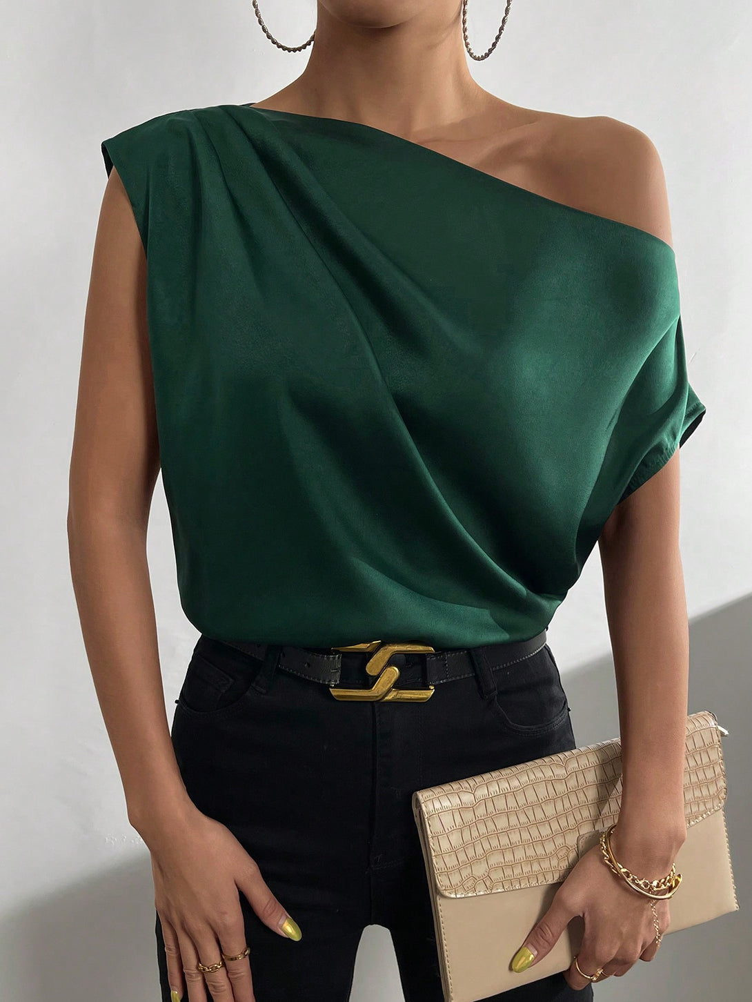 Ropa de Mujer, Ropa de Mujer, Tops & Blusas & Camisetas de Mujer, Blusas de Mujer, Colección de trajes de mujer, Verde Oscuro