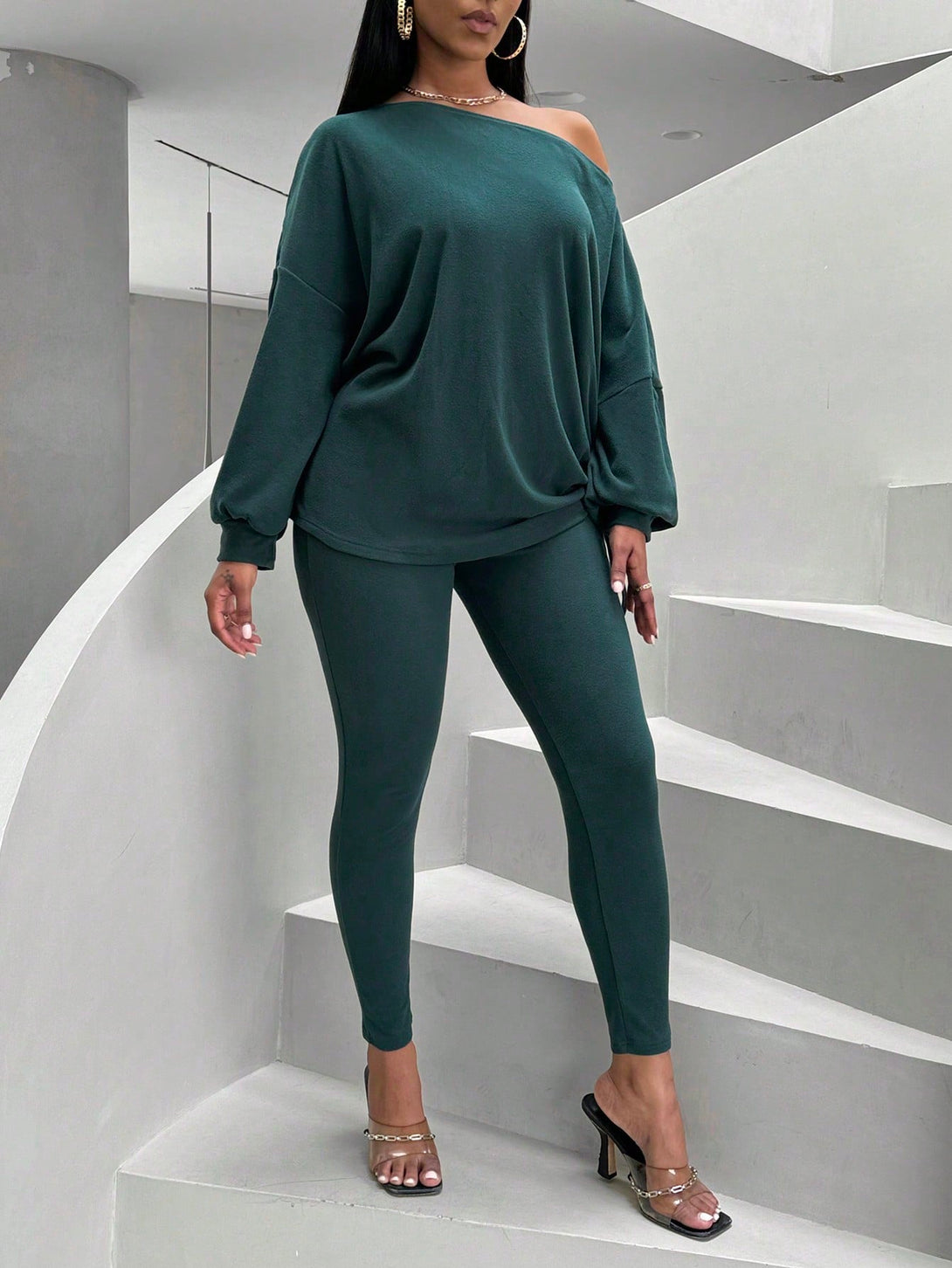 Ropa de Mujer, Ropa de Mujer, Conjunto para Mujer, Ropa Dos piezas para Mujer, Colección de trajes de mujer, Verde Oscuro