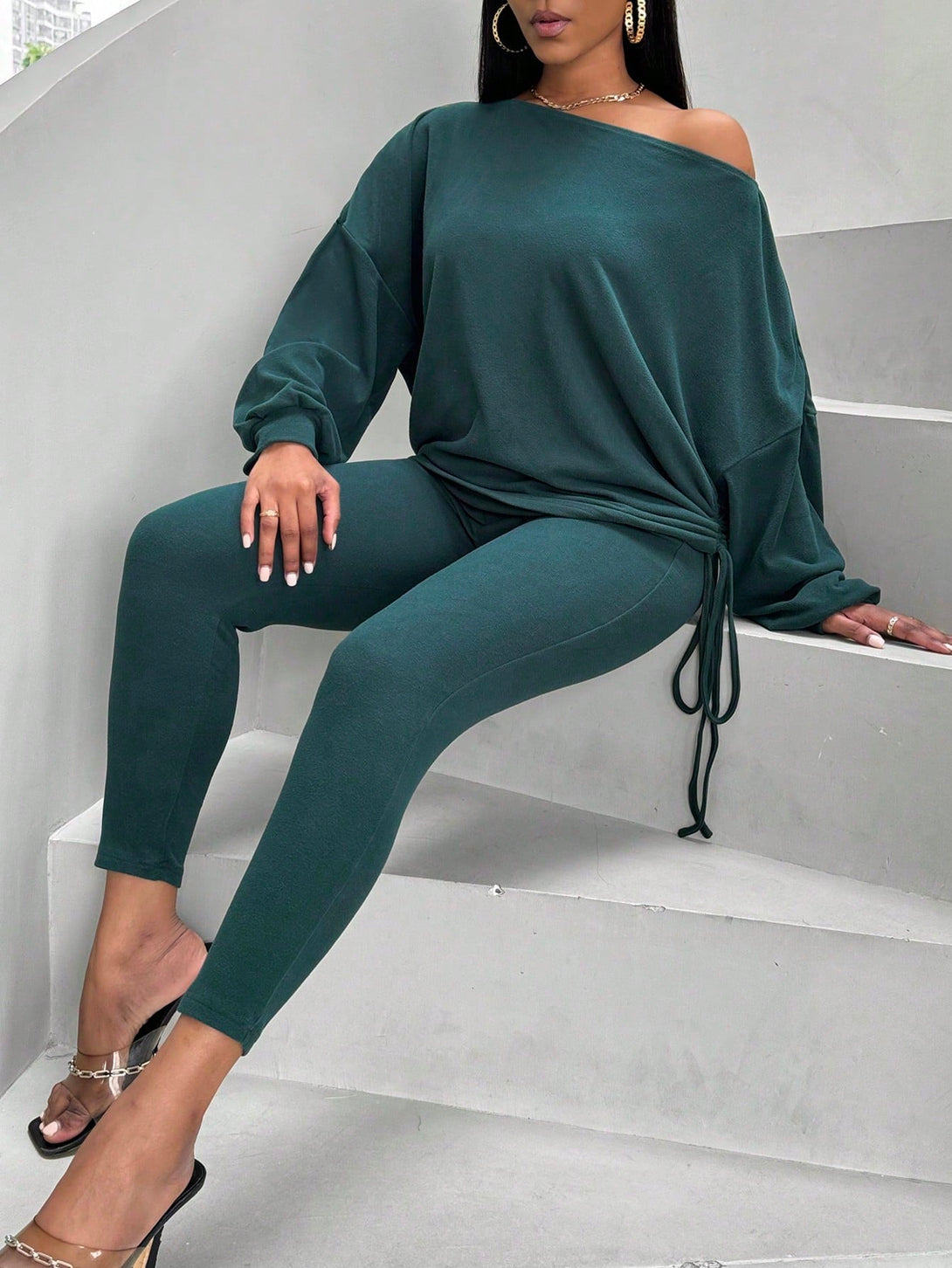 Ropa de Mujer, Ropa de Mujer, Conjunto para Mujer, Ropa Dos piezas para Mujer, Colección de trajes de mujer, Verde Oscuro