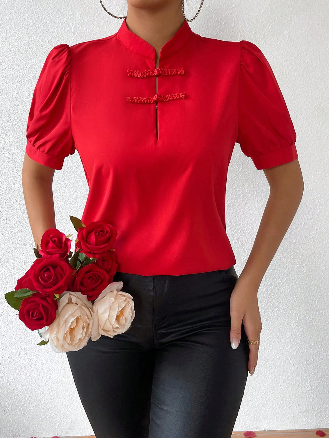 Ropa de Mujer, Ropa de Mujer, Tops & Blusas & Camisetas de Mujer, Blusas de Mujer, Colección de trajes de mujer, Rojo