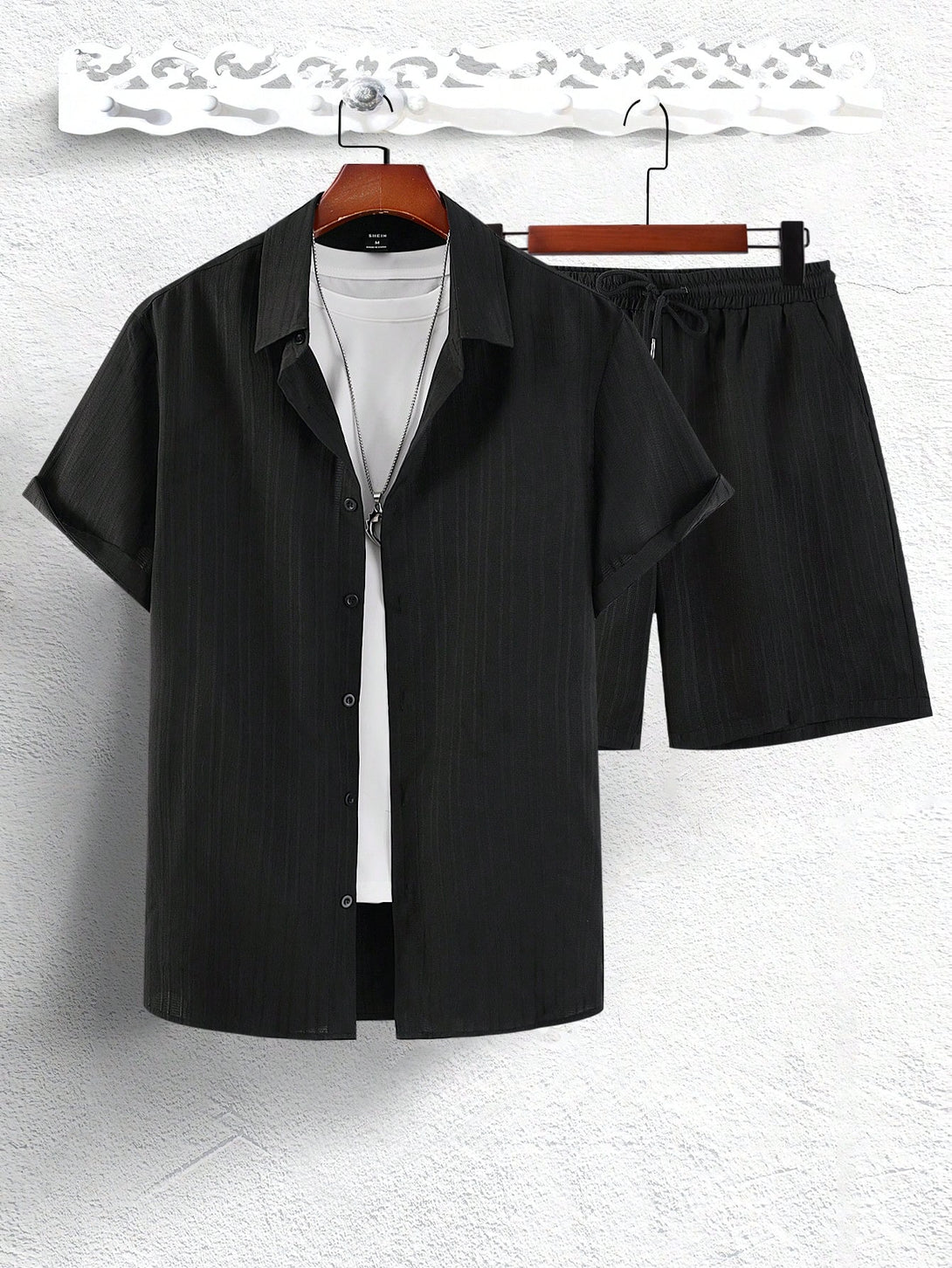 Hombres, Ropa de hombre, Conjuntos para Hombre, Conjuntos de Camisa para Hombre, 17078690, Negro