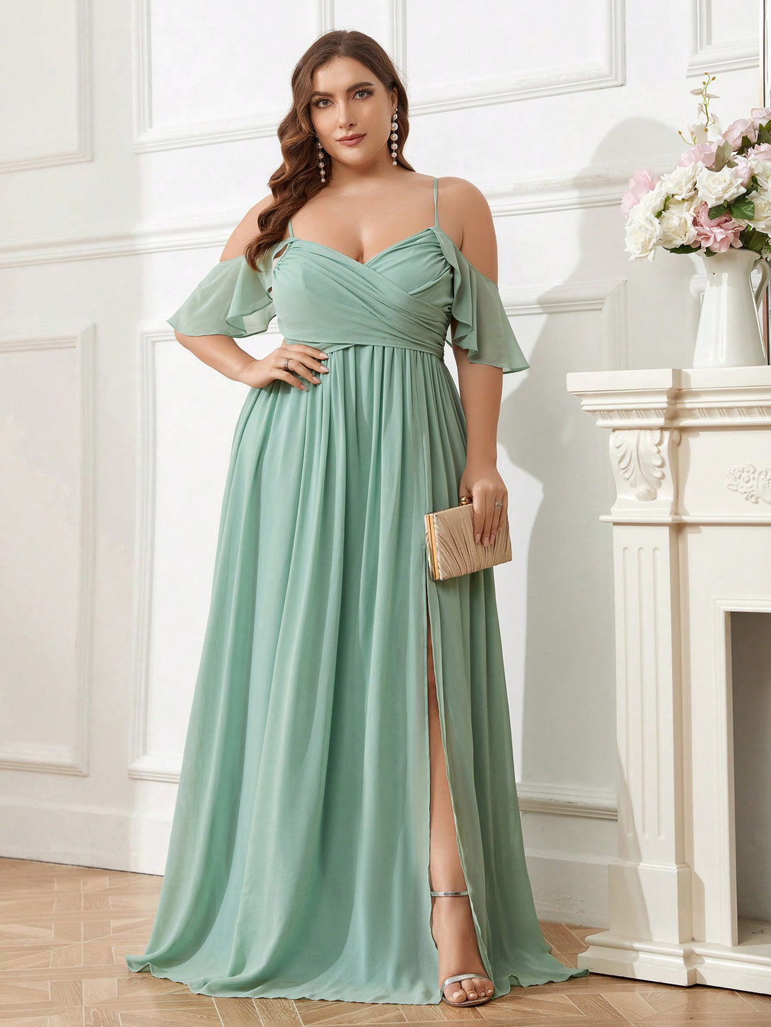 Ropa de Mujer, Bodas & Eventos, Boda Mujer Plus, Vestidos de Dama de Honor en Tallas Grandes, Colección de trajes de mujer, verde menta