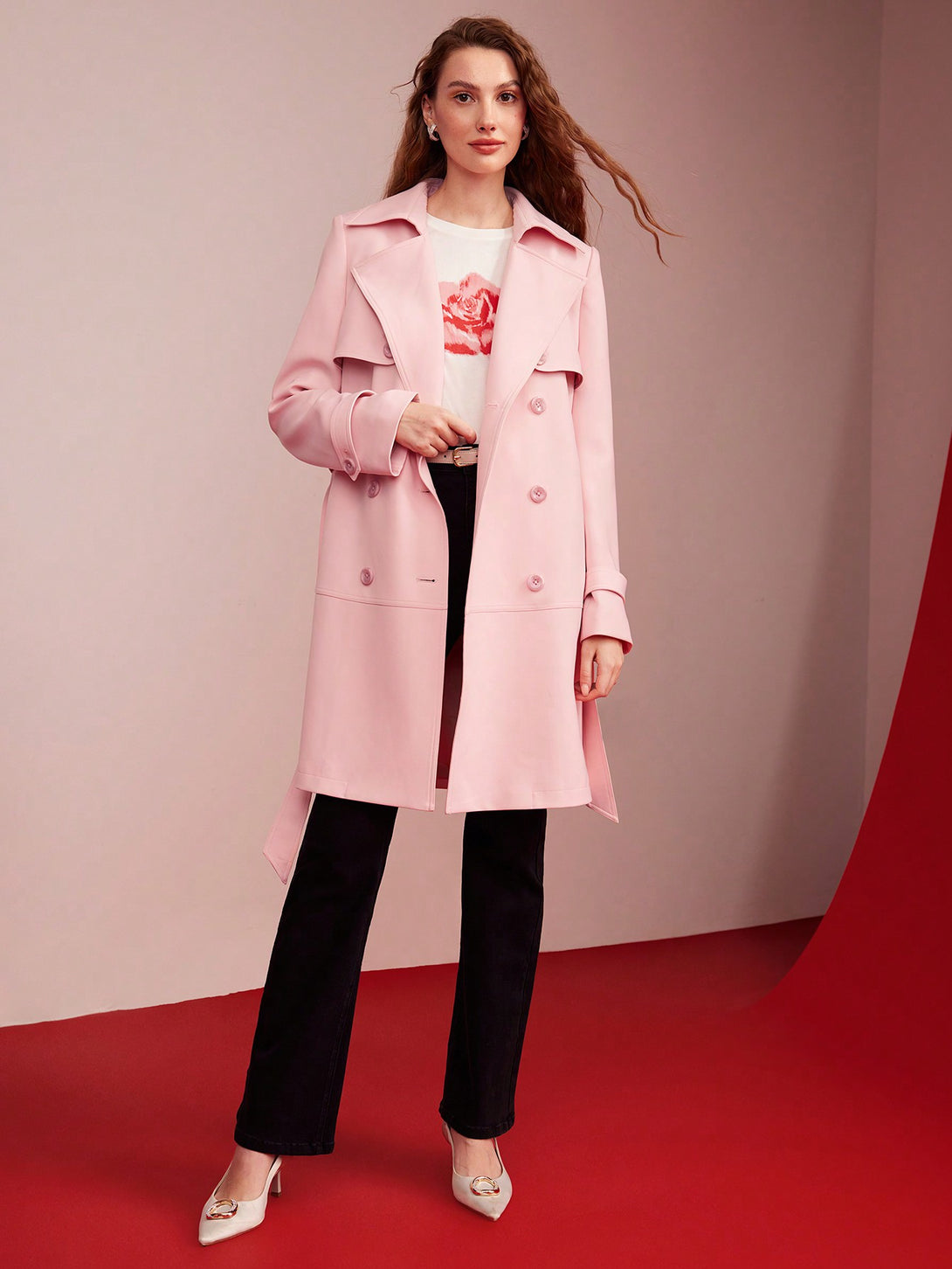 Ropa de Mujer, Ropa de Exterior para Mujer, Gabardinas para Mujer, Colección de trajes de mujer, 28550052, Rosa Pálido
