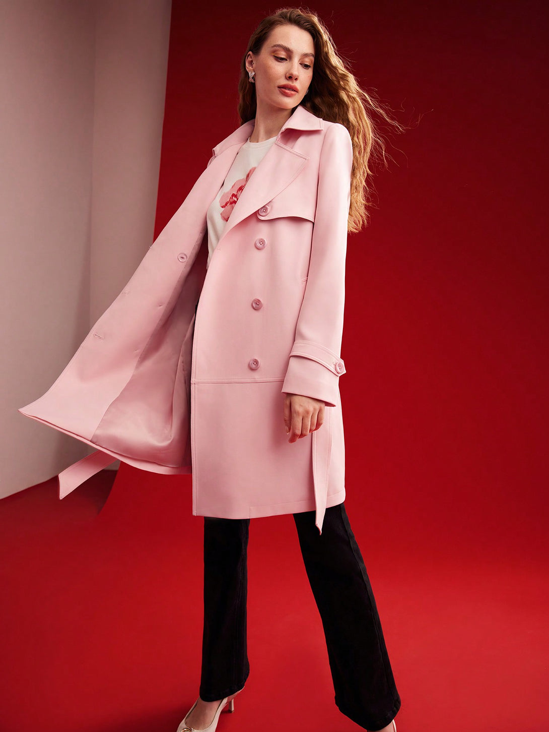 Ropa de Mujer, Ropa de Exterior para Mujer, Gabardinas para Mujer, Colección de trajes de mujer, 28550052, Rosa Pálido