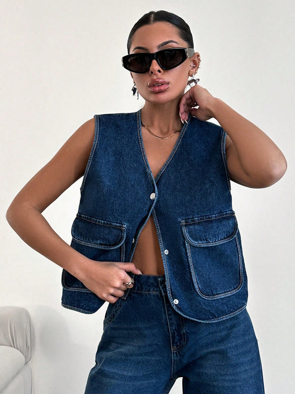 Ropa de Mujer, Mezclilla para mujer, Tops mezclilla de mujer, 28921064, Azul lavado oscuro