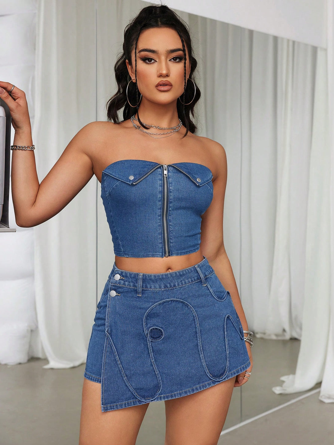 Ropa de Mujer, Mezclilla para mujer, Tops mezclilla de mujer, Colección de trajes de mujer, 29272126, Azul lavado medio