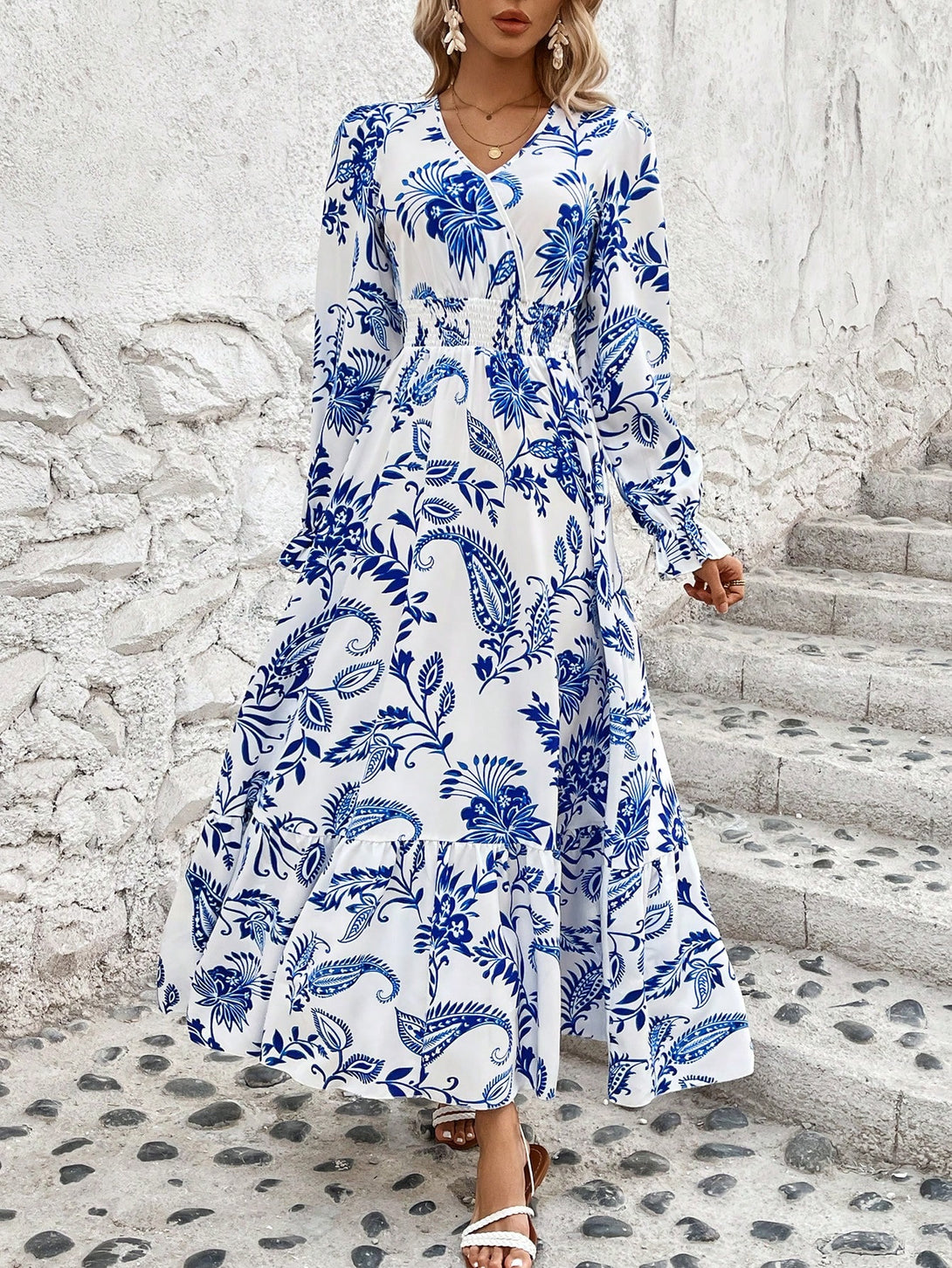 Ropa de Mujer, Ropa de Mujer, Vestidos de mujer, Vestidos largos de mujer, Azul y blanco