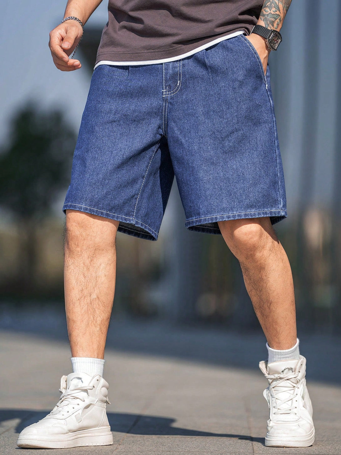 Hombres, Ropa de hombre, Mezclilla para hombre, Shorts mezclilla hombre, OUTFITS LOOKBOOK, 29451303, Azul lavado medio