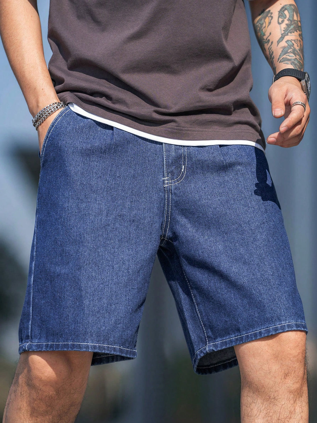 Hombres, Ropa de hombre, Mezclilla para hombre, Shorts mezclilla hombre, OUTFITS LOOKBOOK, 29451303, Azul lavado medio