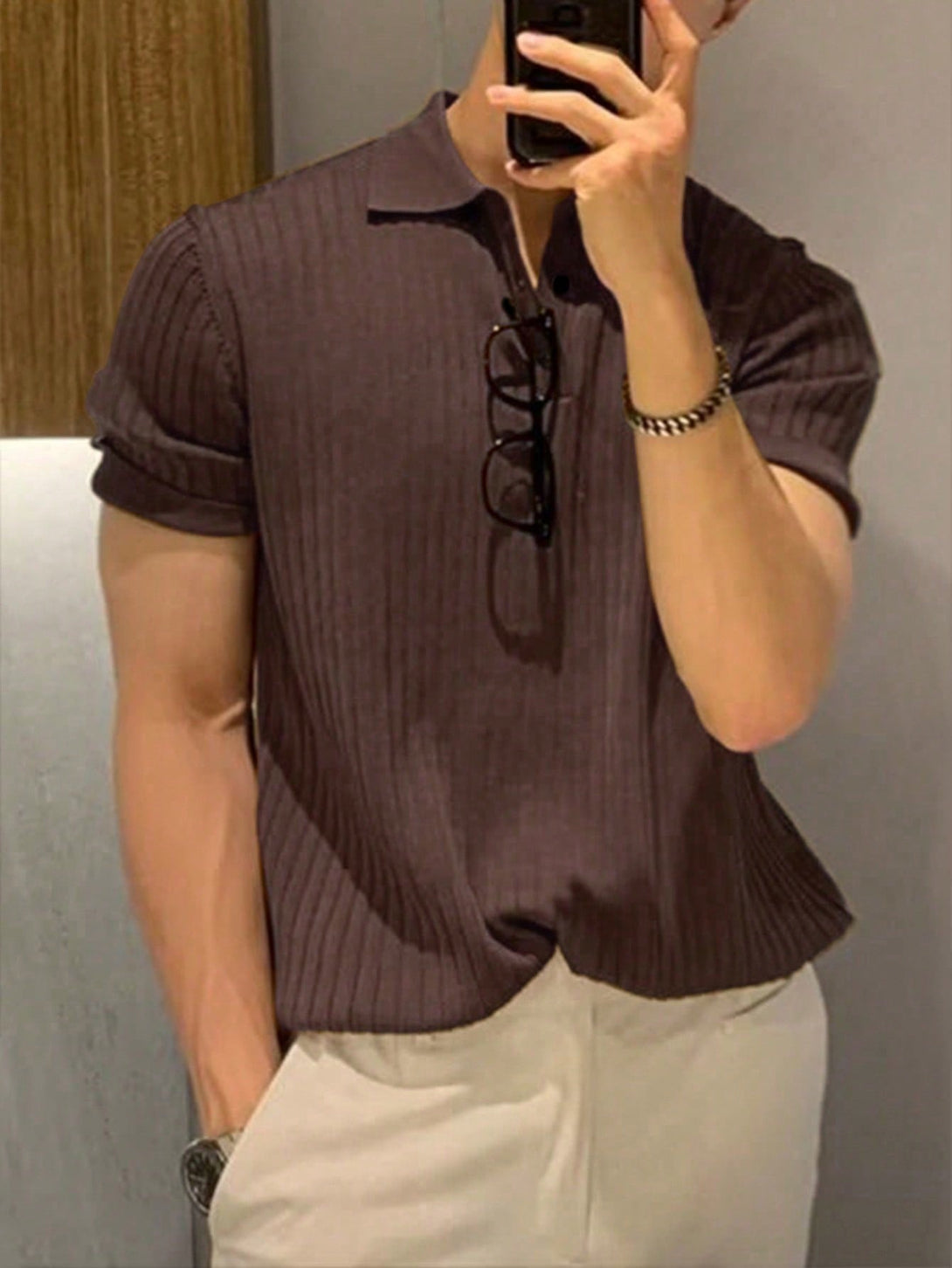 Hombres, Ropa de hombre, Tops para Hombre, Polos para Hombre, 28463445, Café integral