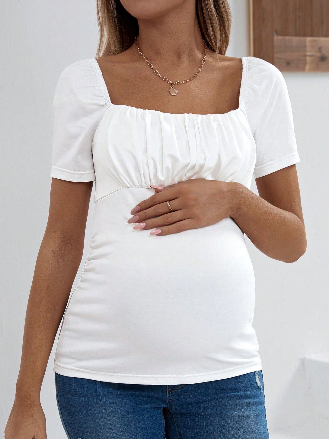 Ropa de Mujer, Ropa Premamá, Tops Premamá, Camisetas premamá, Blanco