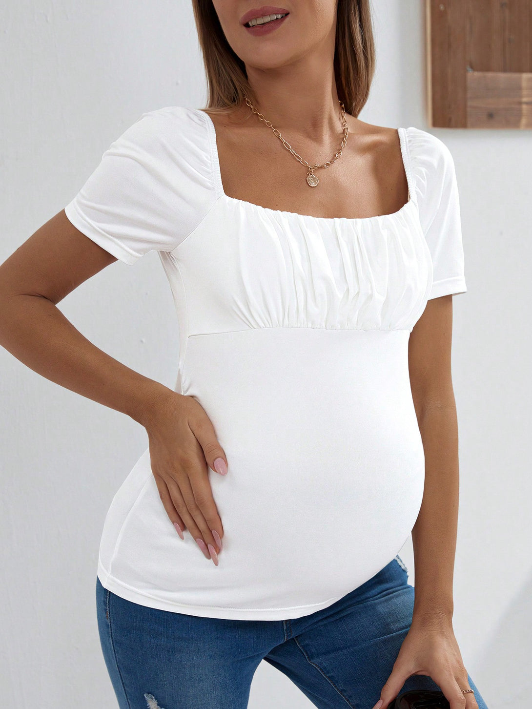 Ropa de Mujer, Ropa Premamá, Tops Premamá, Camisetas premamá, Blanco