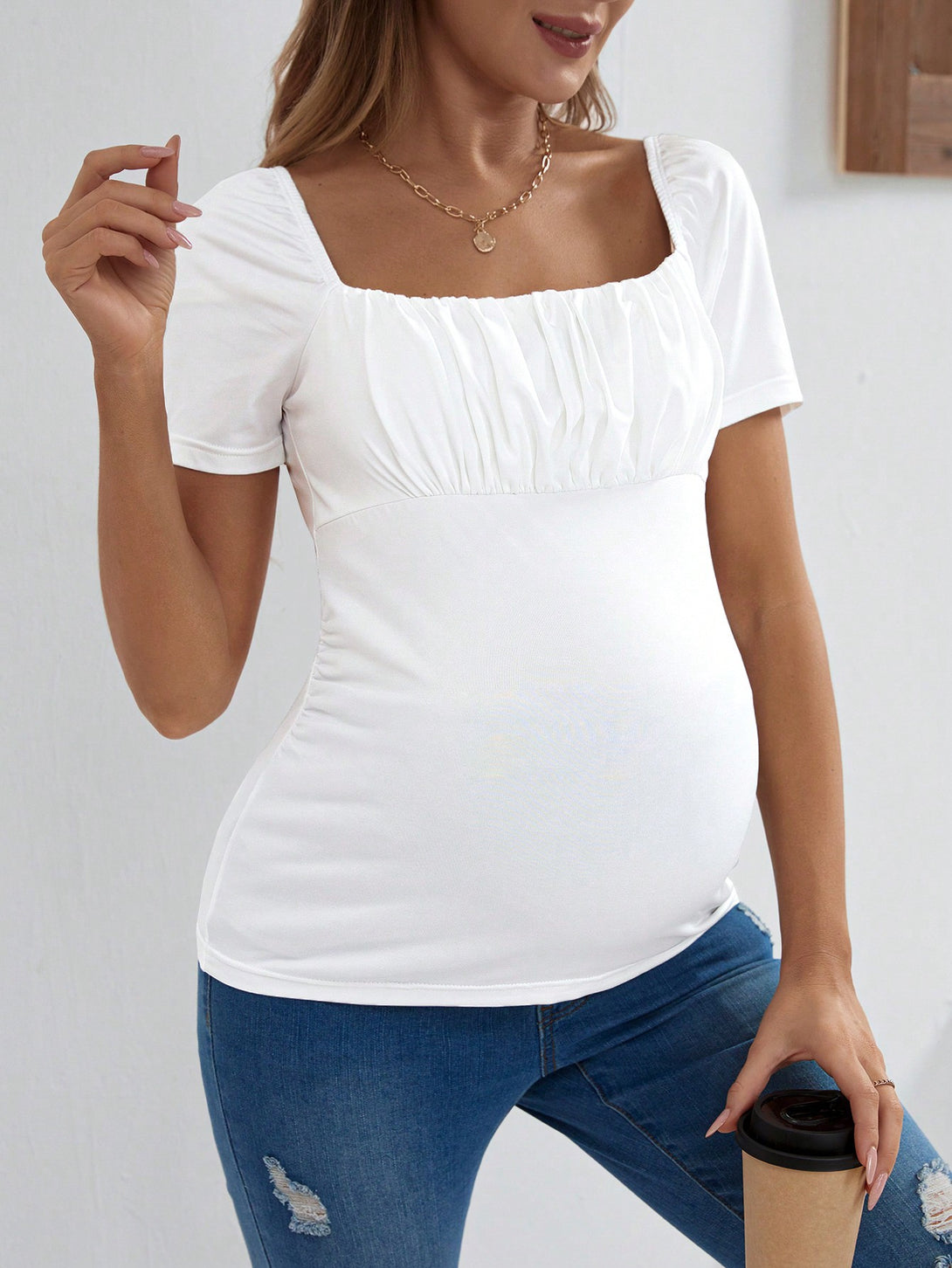 Ropa de Mujer, Ropa Premamá, Tops Premamá, Camisetas premamá, Blanco