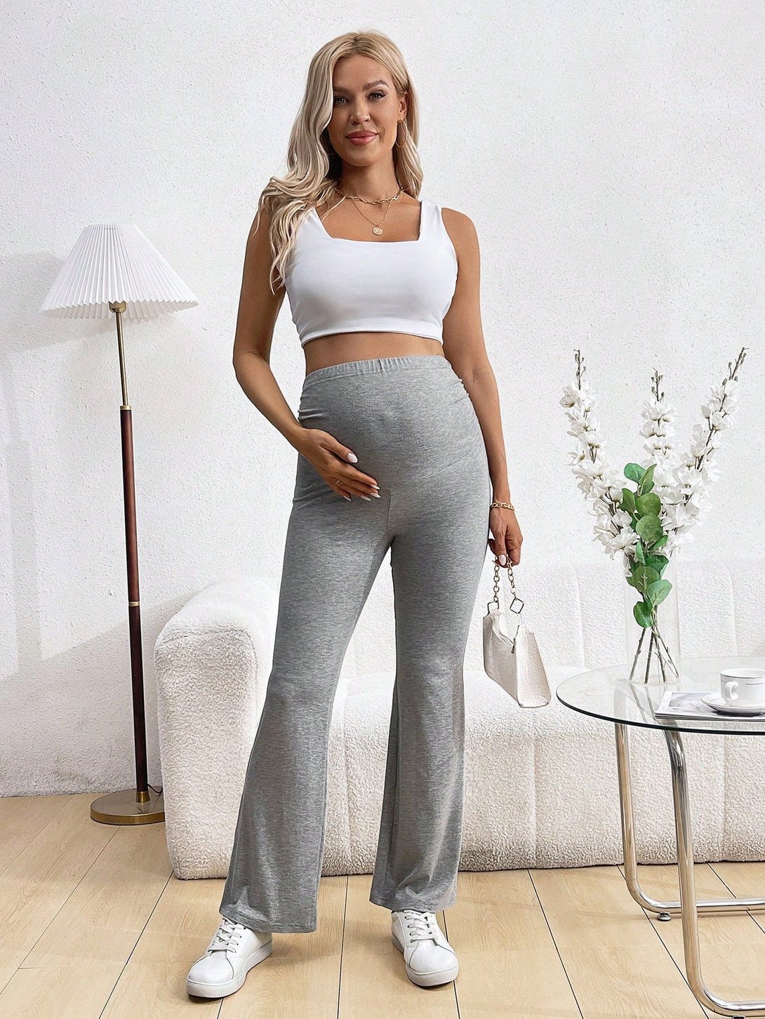 Ropa de Mujer, Ropa Premamá, Bottoms Premamá, Pantalones de maternidad, Gris