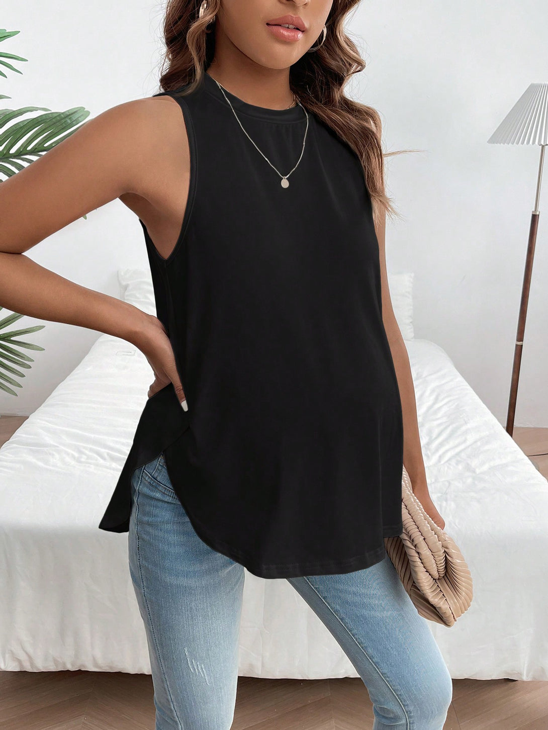 Ropa de Mujer, Ropa Premamá, Tops Premamá, Tank & Camis premamá, Negro