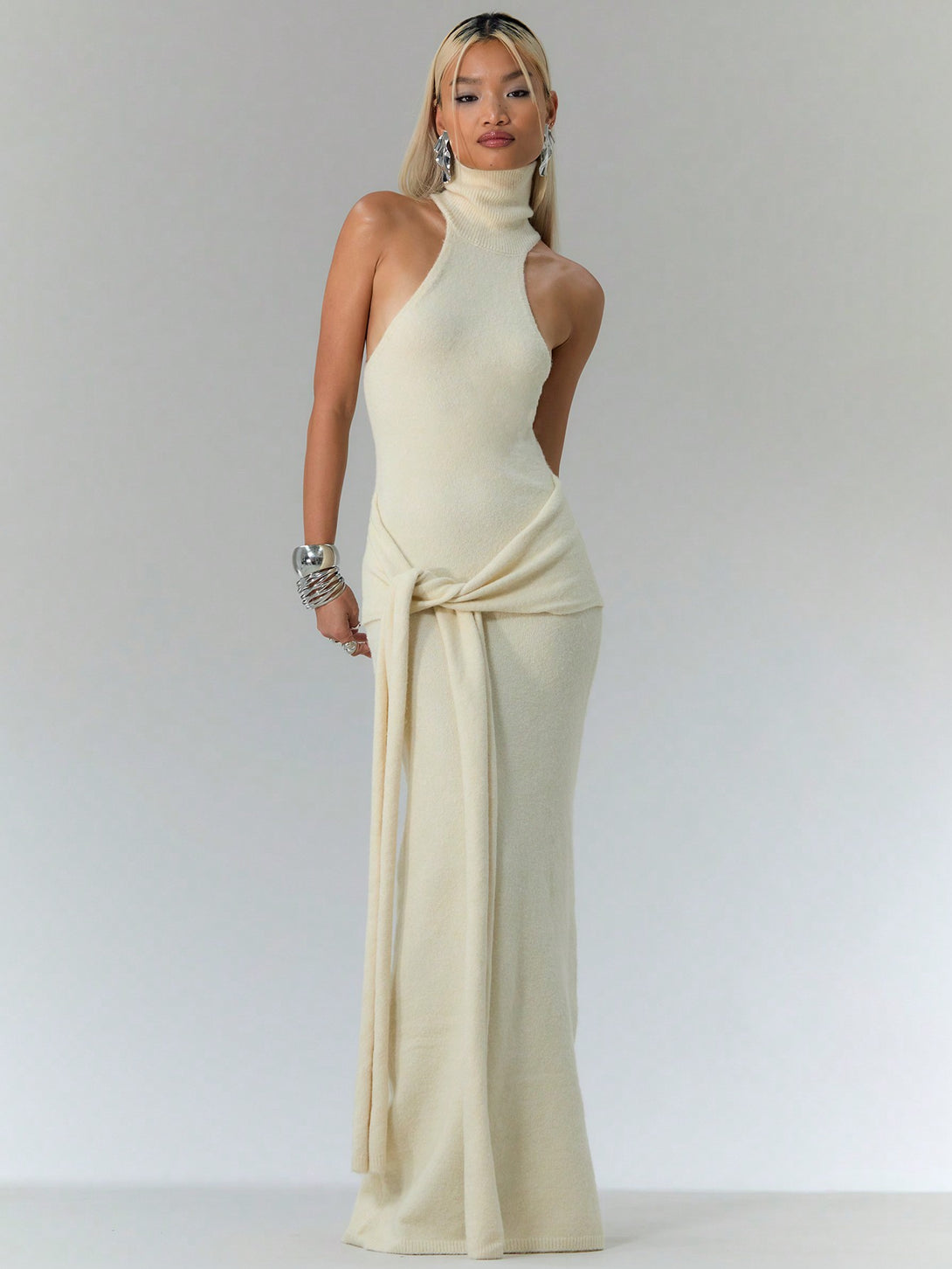Ropa de Mujer, Tejido de Punto de Mujer, Vestidos de Jersey para Mujer, 30878975, Albaricoque