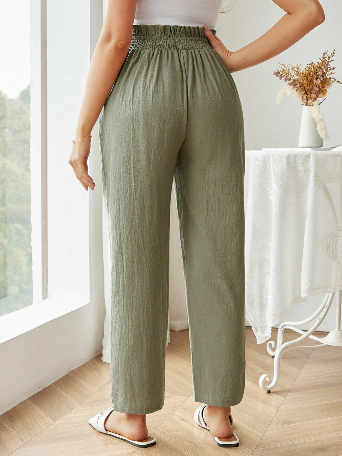 Ropa de Mujer, Ropa Premamá, Bottoms Premamá, Pantalones de maternidad, Verde militar