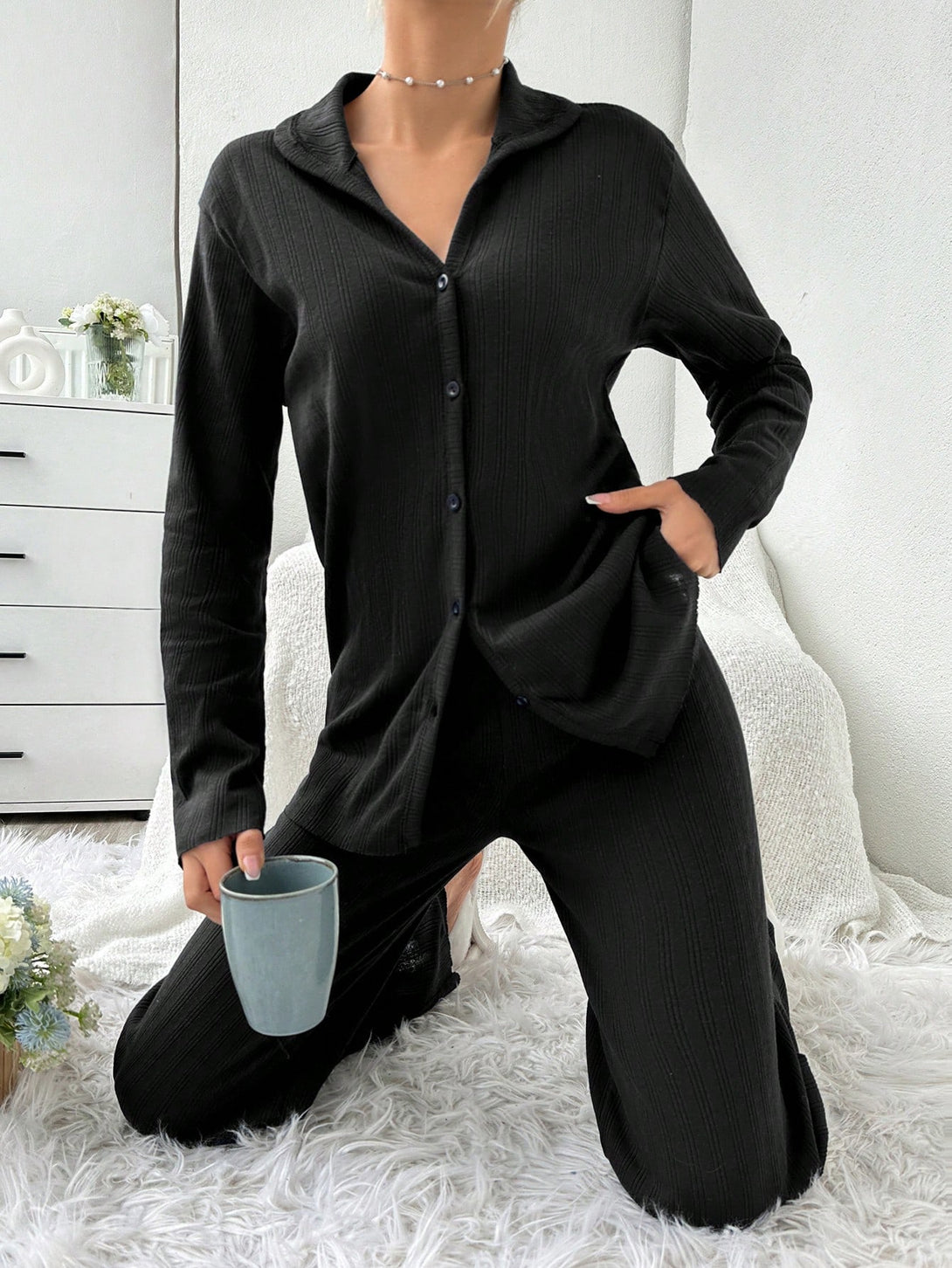 Ropa Interior y Ropa de Dormir, Pijama & Ropa de Descanso de Mujer, Ropa de Dormir para Mujeres, Sets de Pijamas de Mujer, 31051976, Negro