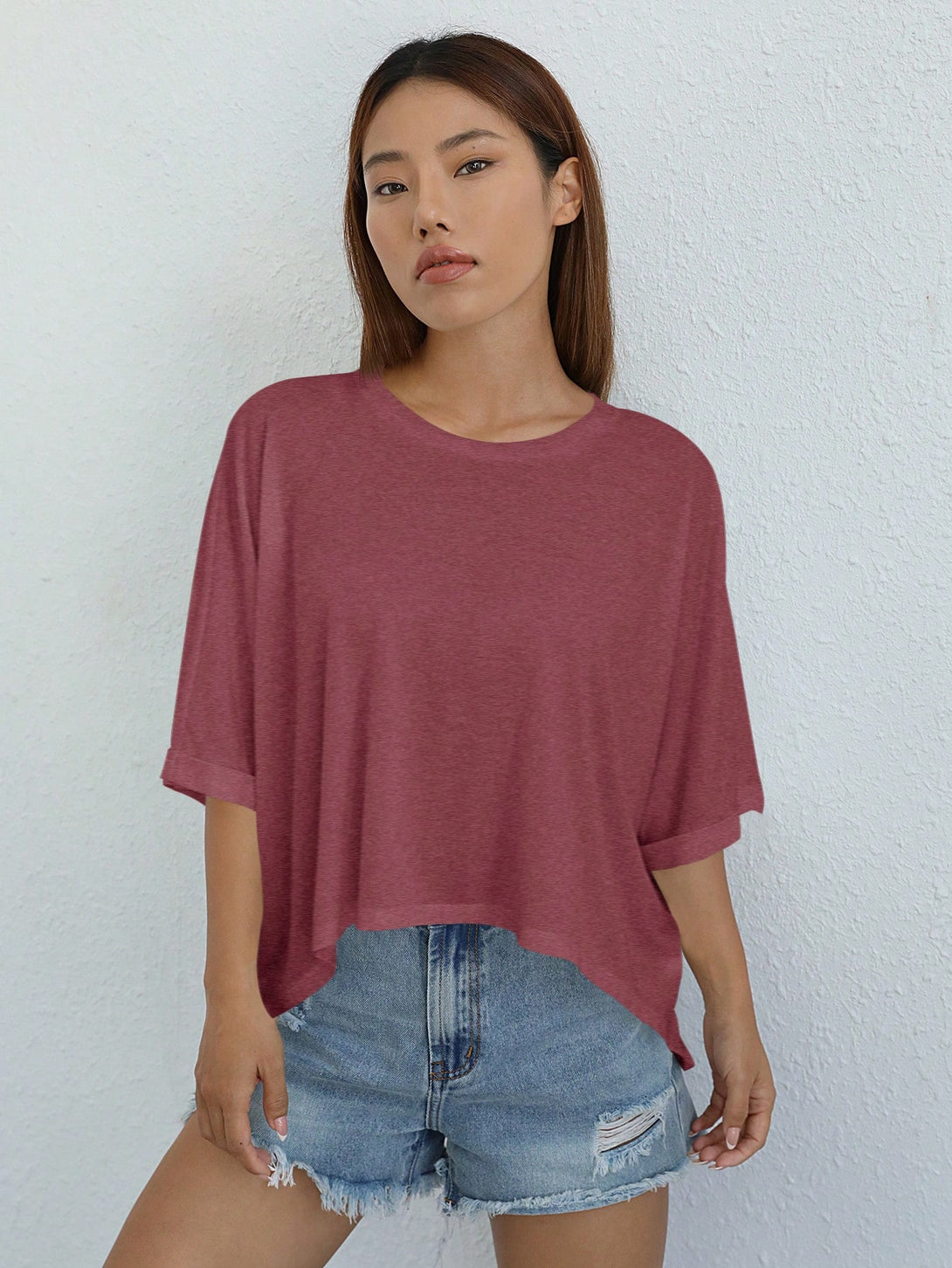 Ropa de Mujer, Ropa de Mujer, Tops & Blusas & Camisetas de Mujer, Camisetas de Mujer, Rojo violeta