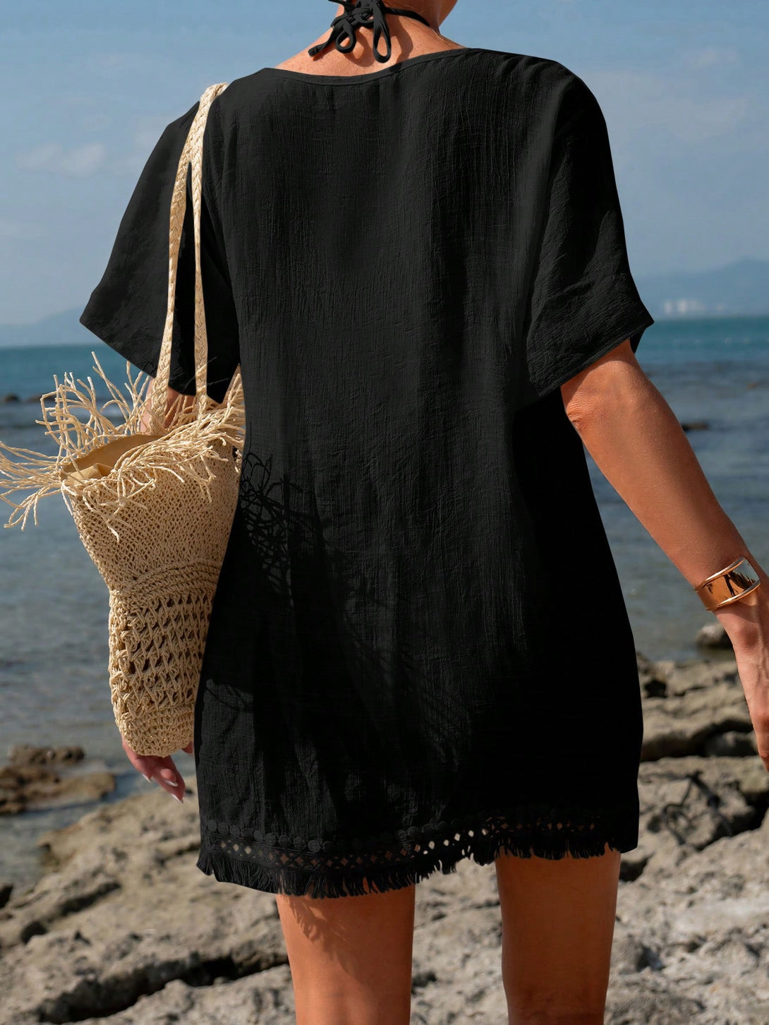 Ropa de Mujer, Ropa de Playa para Mujer, Pareos para Mujer, 31241599, Negro