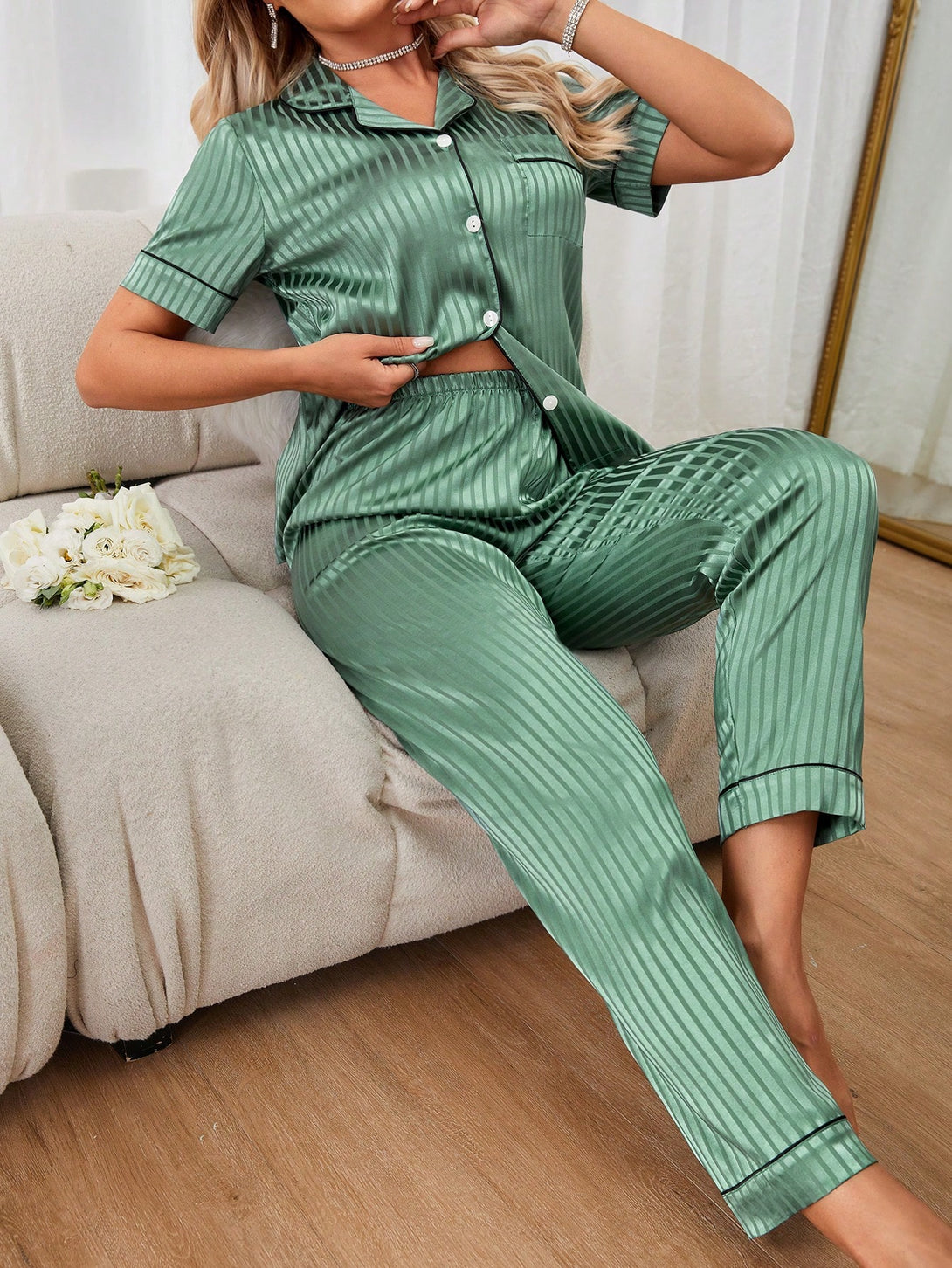 Ropa Interior y Ropa de Dormir, Pijama & Ropa de Descanso de Mujer, Ropa de Dormir para Mujeres, Sets de Pijamas de Mujer, Verde