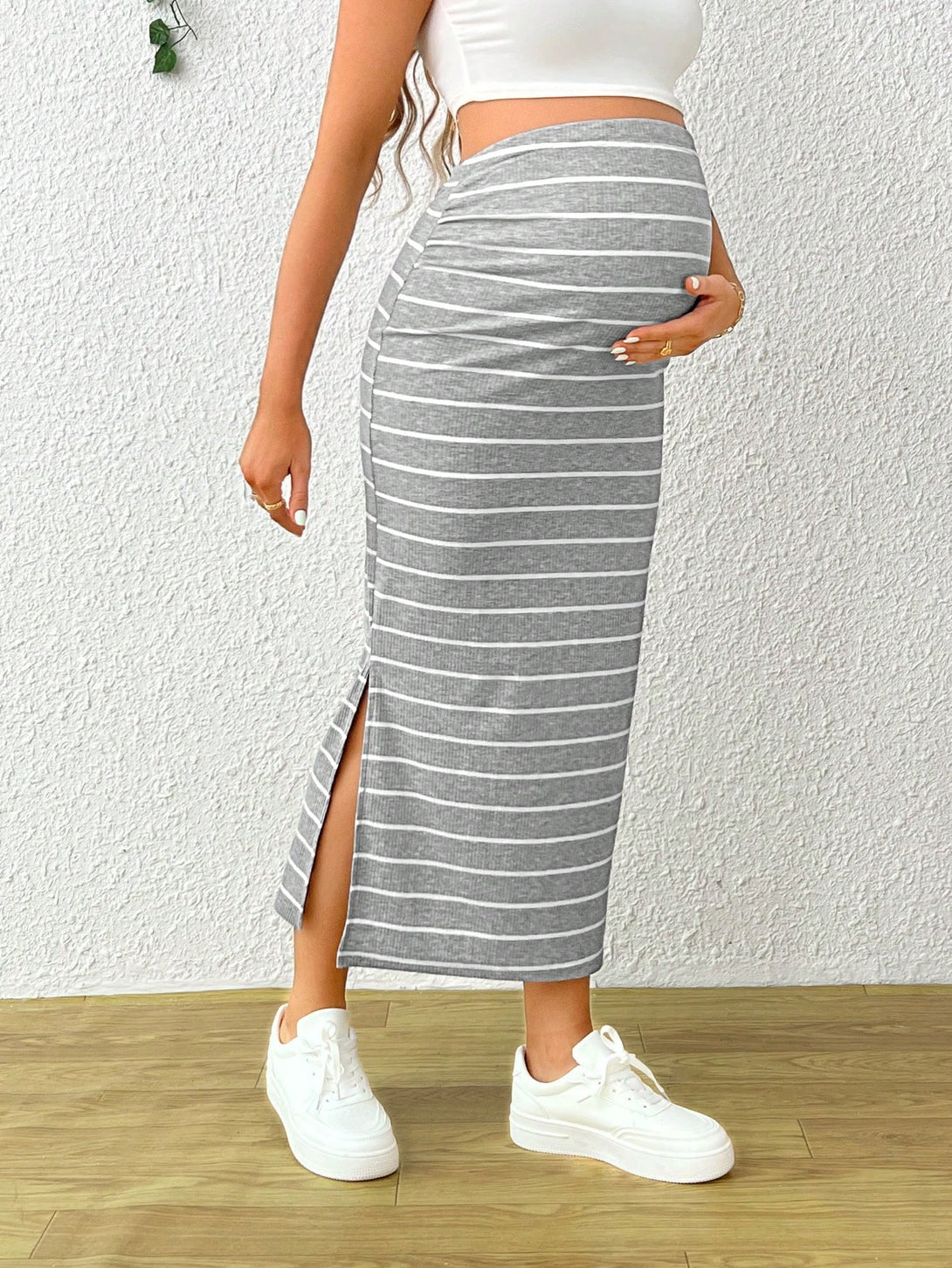 Ropa de Mujer, Ropa Premamá, Bottoms Premamá, Faldas premamá, Gris