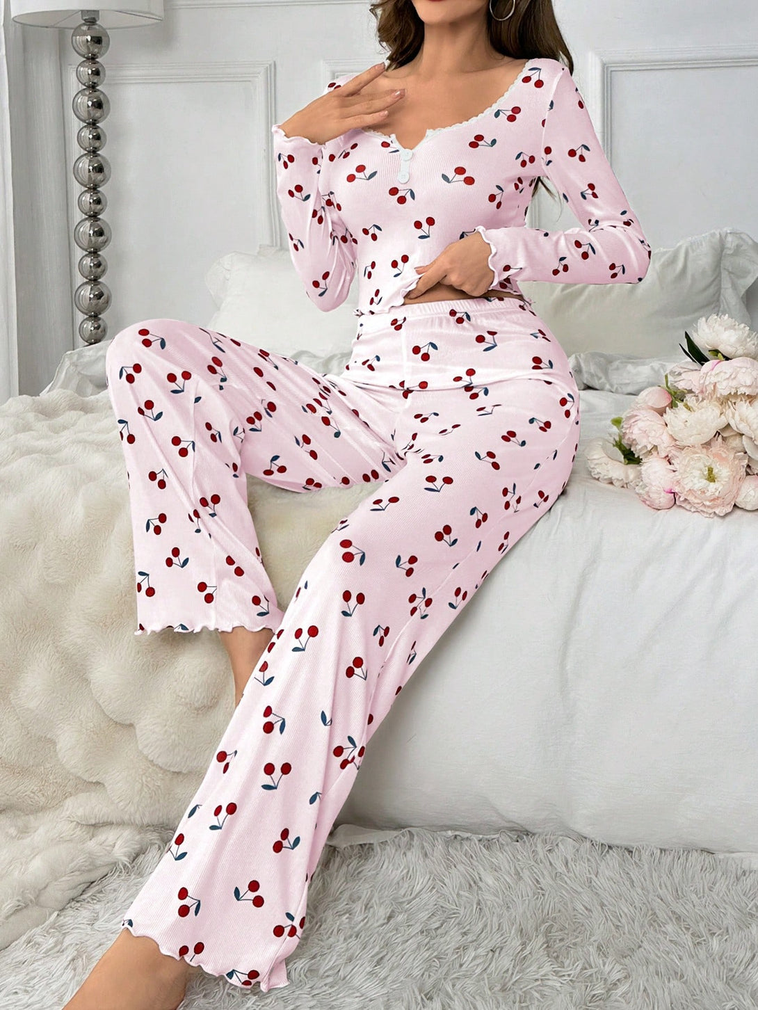 Ropa Interior y Ropa de Dormir, Pijama & Ropa de Descanso de Mujer, Ropa de Dormir para Mujeres, Sets de Pijamas de Mujer, Rosa Pálido