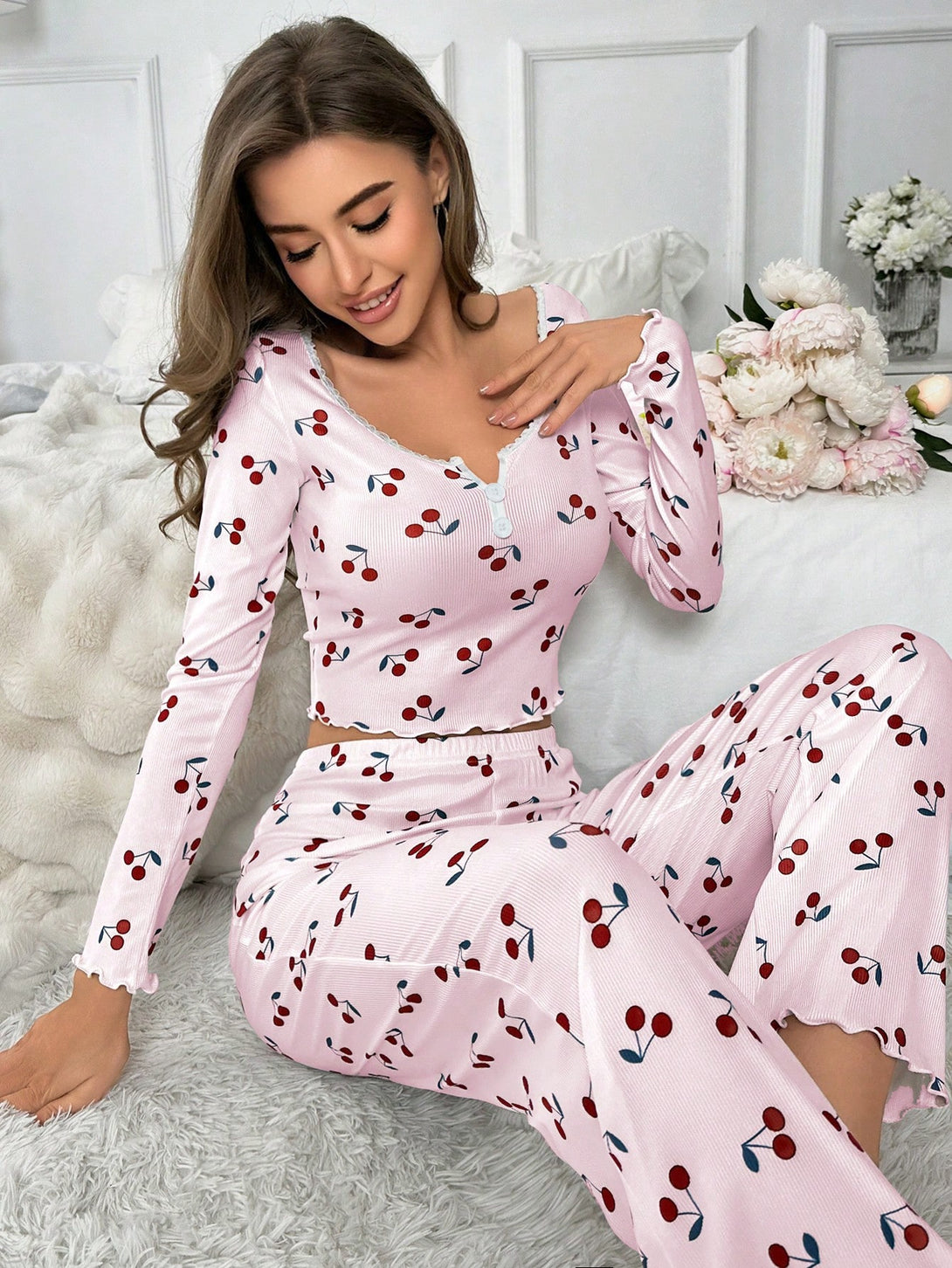 Ropa Interior y Ropa de Dormir, Pijama & Ropa de Descanso de Mujer, Ropa de Dormir para Mujeres, Sets de Pijamas de Mujer, Rosa Pálido