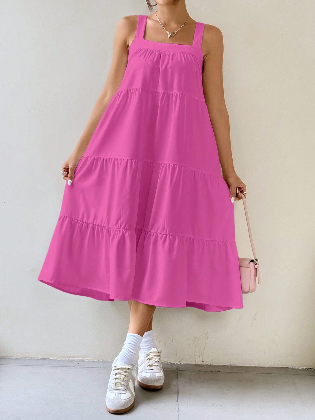 Ropa de Mujer, Ropa de Mujer, Vestidos de mujer, Vestidos midi para mujer, Rosa Fucsia