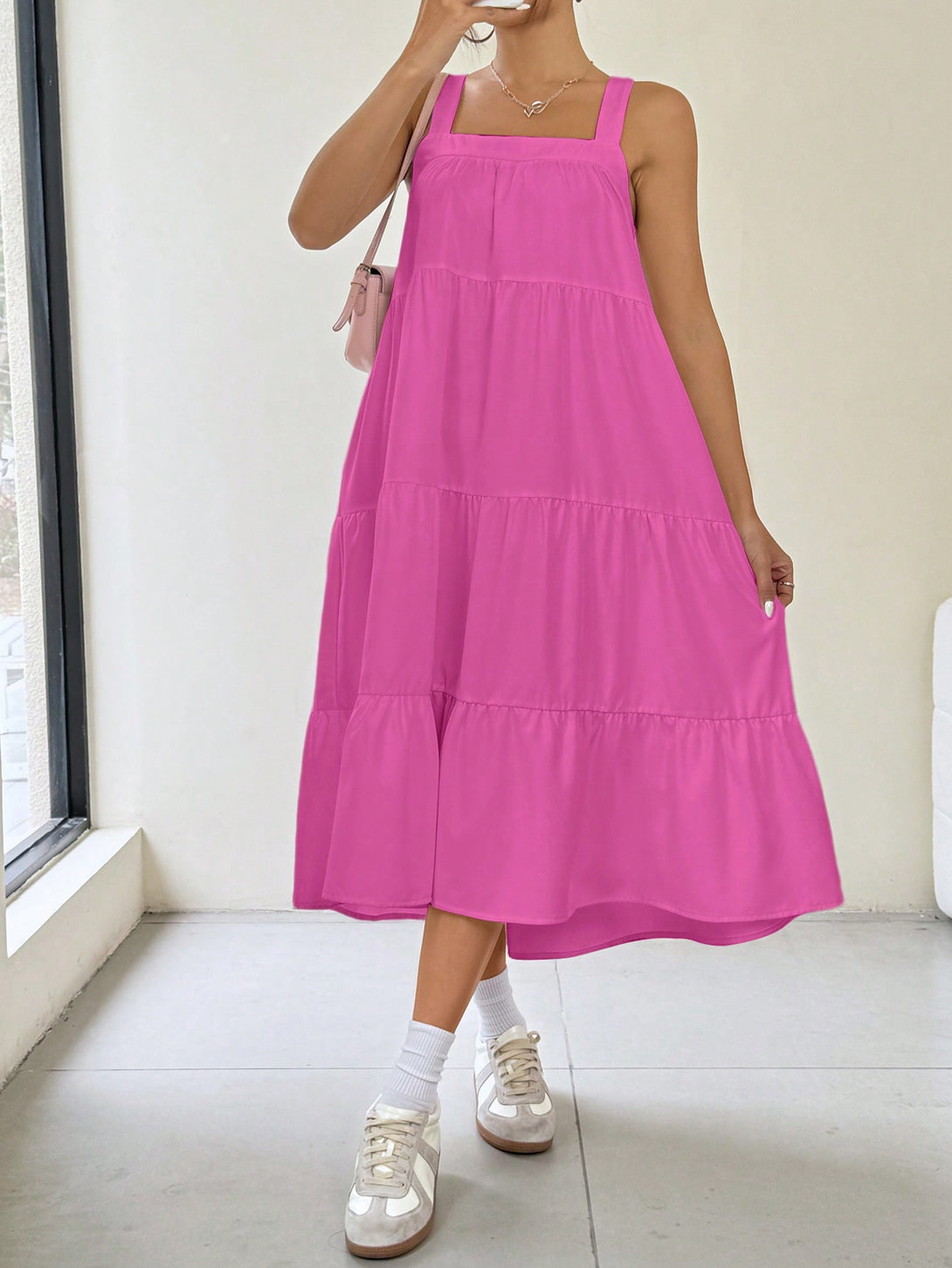 Ropa de Mujer, Ropa de Mujer, Vestidos de mujer, Vestidos midi para mujer, Rosa Fucsia