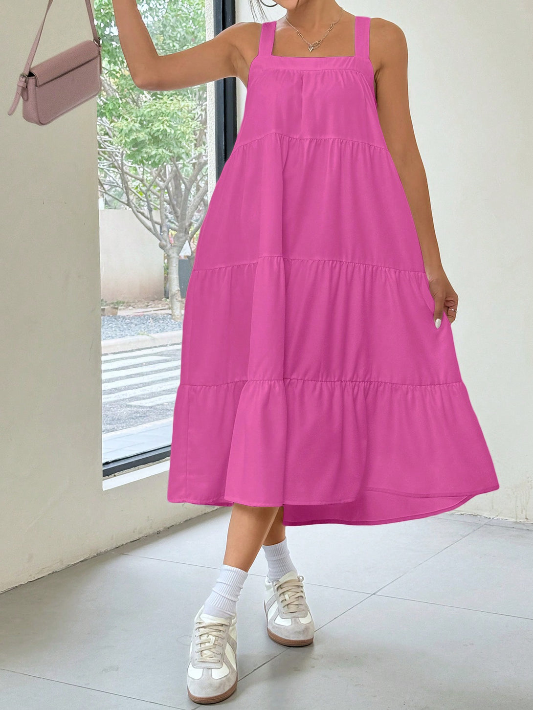 Ropa de Mujer, Ropa de Mujer, Vestidos de mujer, Vestidos midi para mujer, Rosa Fucsia