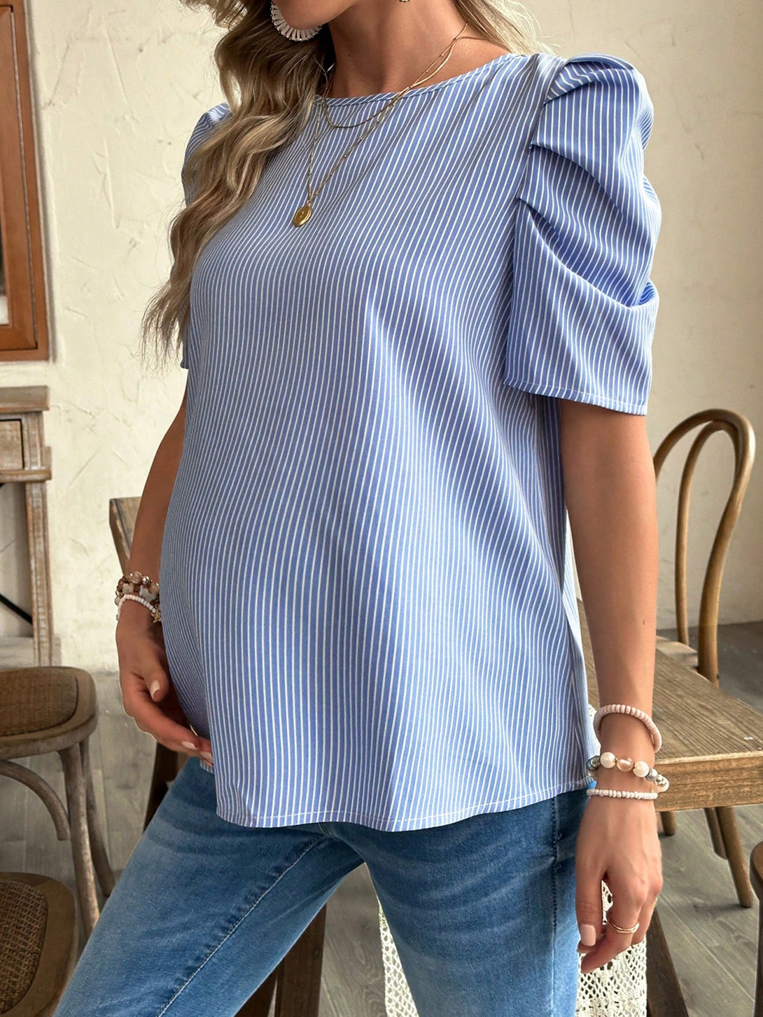 Ropa de Mujer, Ropa Premamá, Tops Premamá, Camisas premamá, Celeste