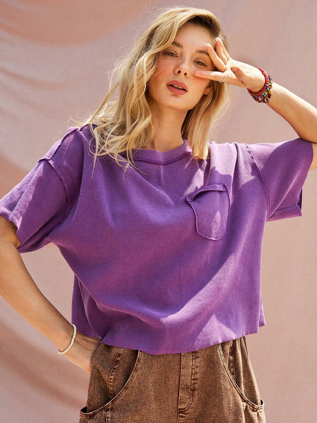 Ropa de Mujer, Ropa de Mujer, Tops & Blusas & Camisetas de Mujer, Camisetas de Mujer, Morado