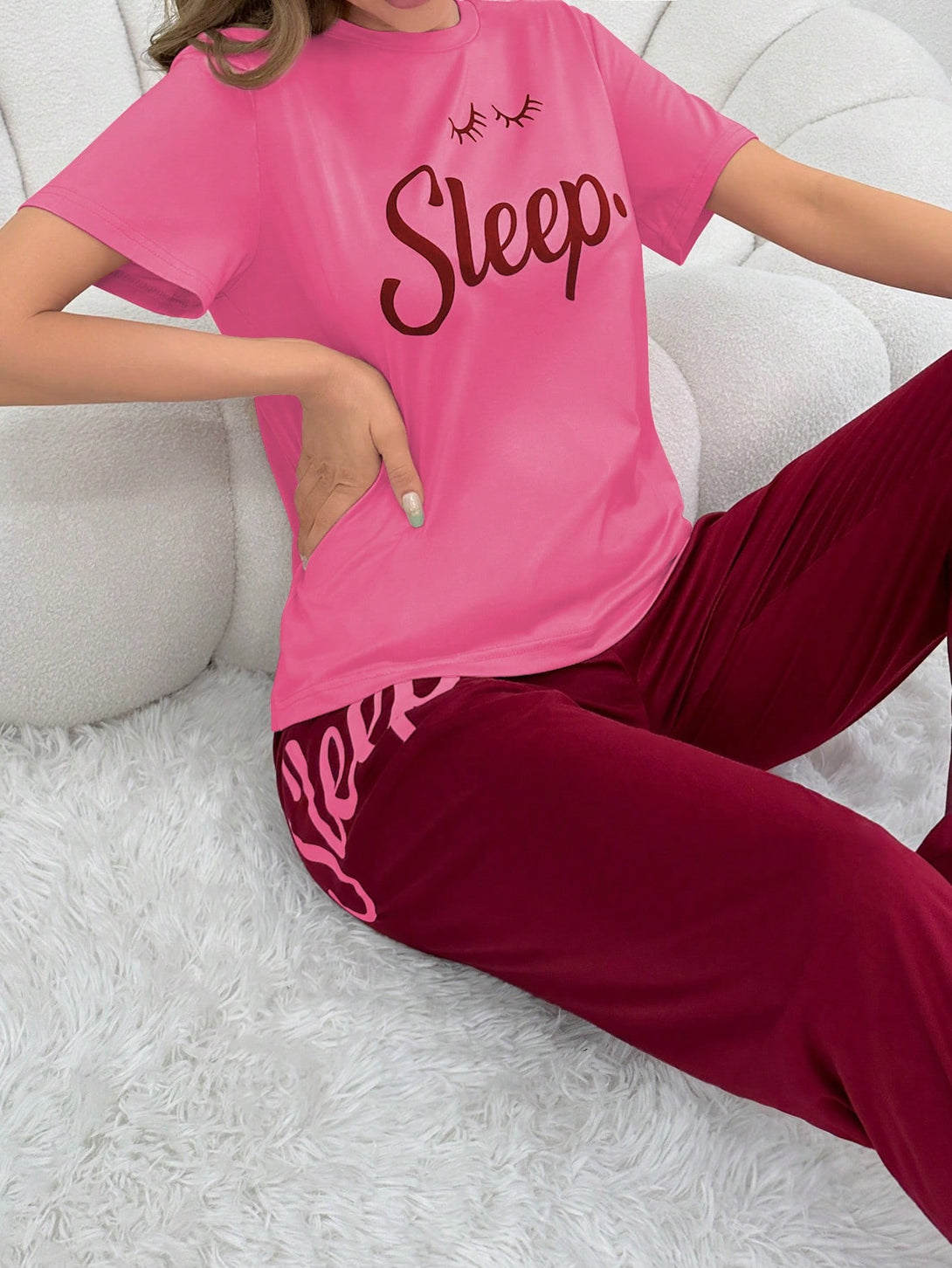 Ropa Interior y Ropa de Dormir, Pijama & Ropa de Descanso de Mujer, Ropa de Dormir para Mujeres, Sets de Pijamas de Mujer, Rosa Fucsia