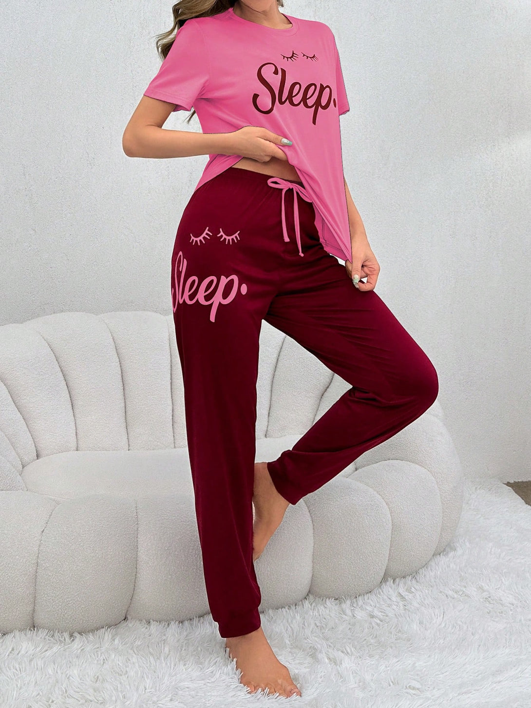 Ropa Interior y Ropa de Dormir, Pijama & Ropa de Descanso de Mujer, Ropa de Dormir para Mujeres, Sets de Pijamas de Mujer, Rosa Fucsia