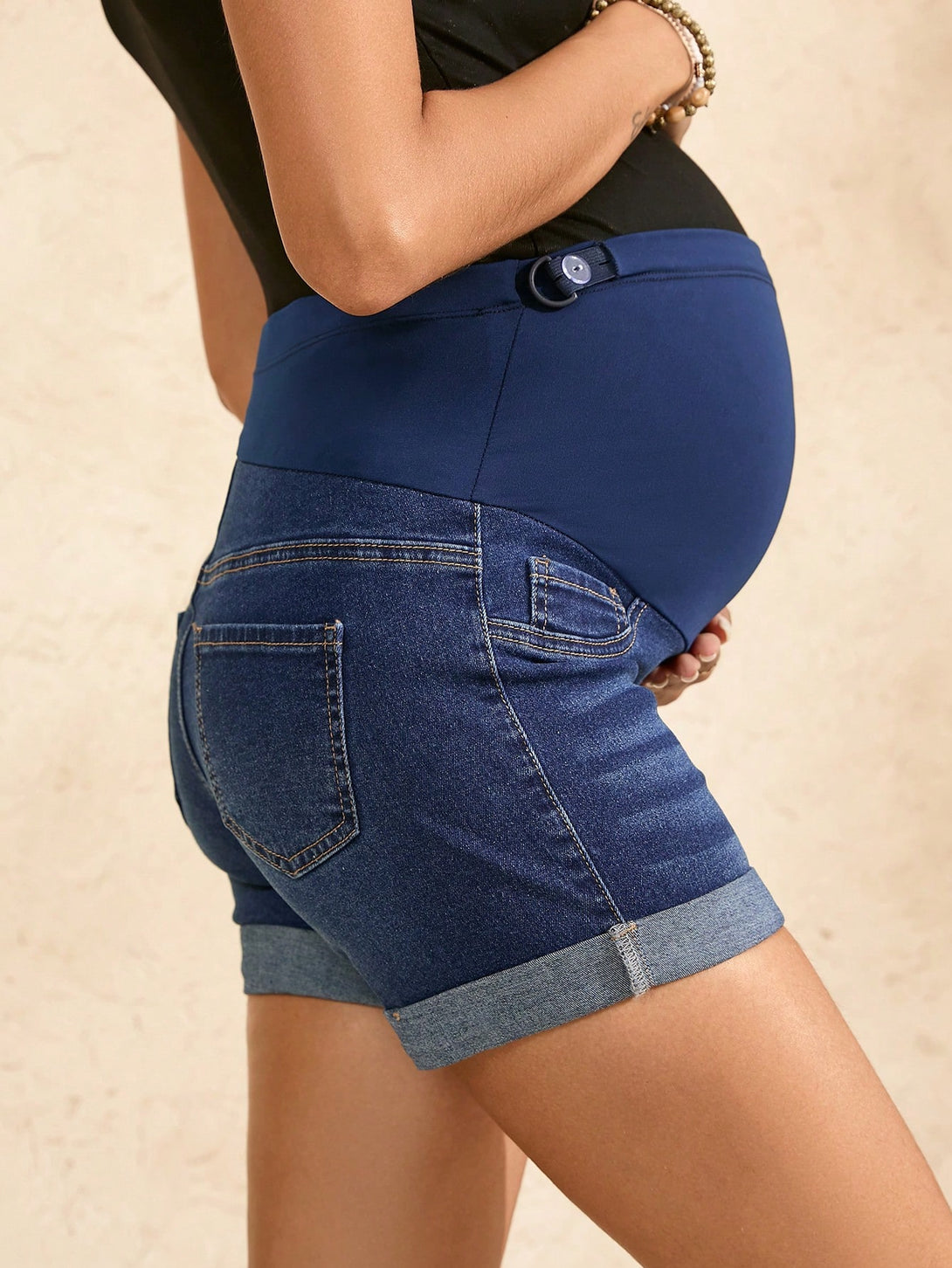 Ropa de Mujer, Ropa Premamá, Mezclilla premamá, Shorts Vaqueros Premamá, Azul lavado oscuro