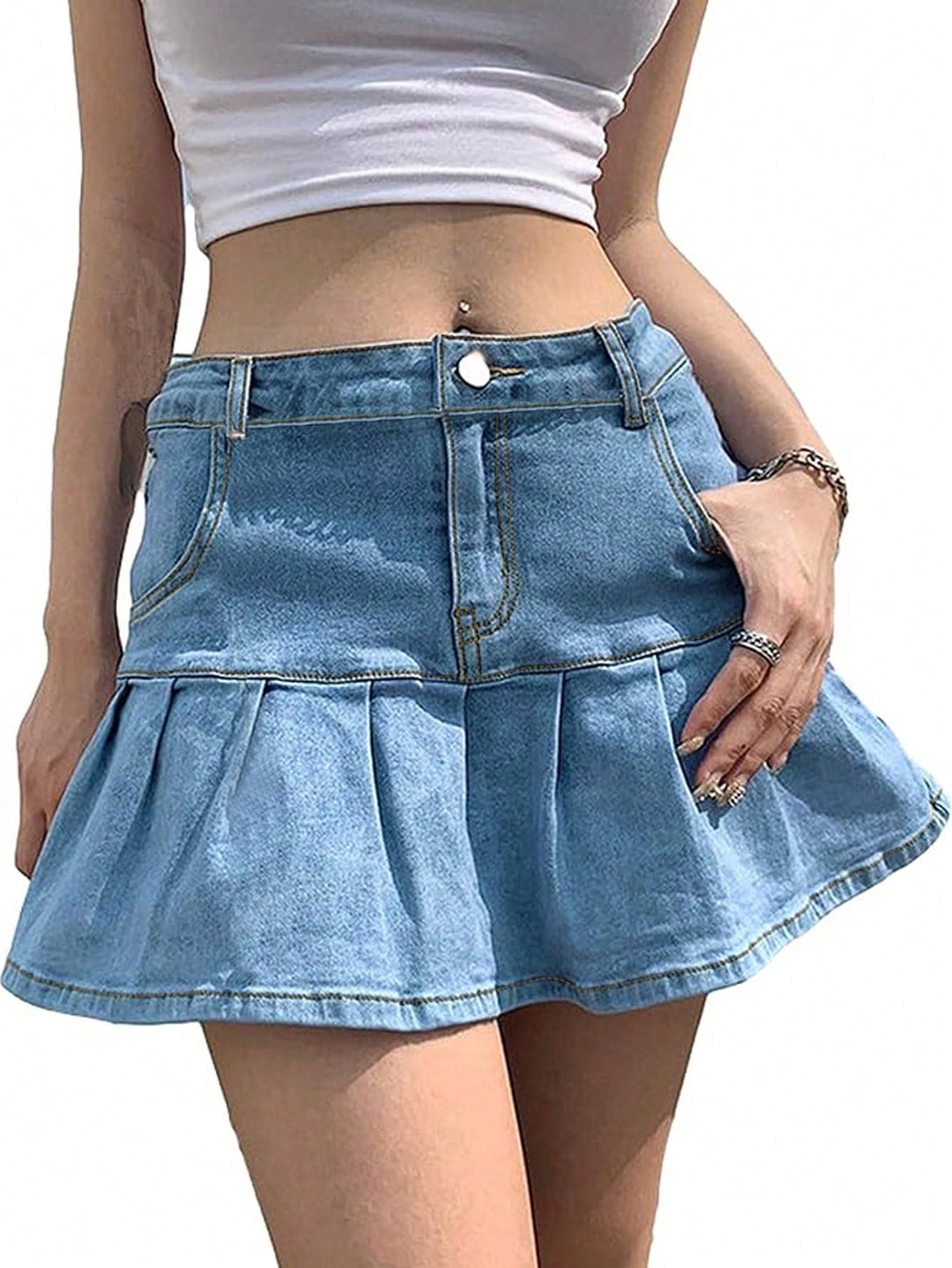 Ropa de Mujer, Mezclilla para mujer, Faldas mezclilla de mujer, 33034156, Azul