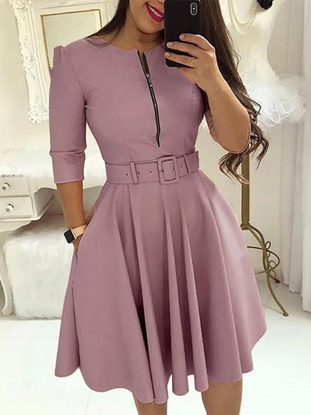 Ropa de Mujer, Ropa de Mujer, Vestidos de mujer, Vestidos midi para mujer, Colección de trajes de mujer, Morado