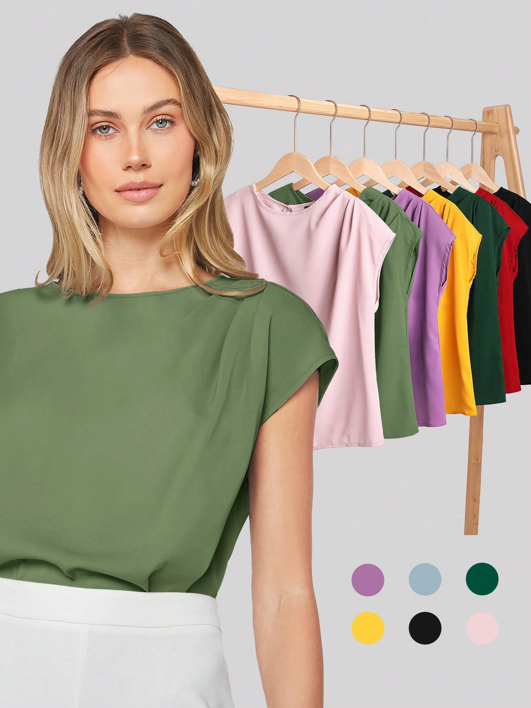 Ropa de Mujer, Ropa de Mujer, Tops & Blusas & Camisetas de Mujer, Blusas de Mujer, Colección de trajes de mujer, Verde