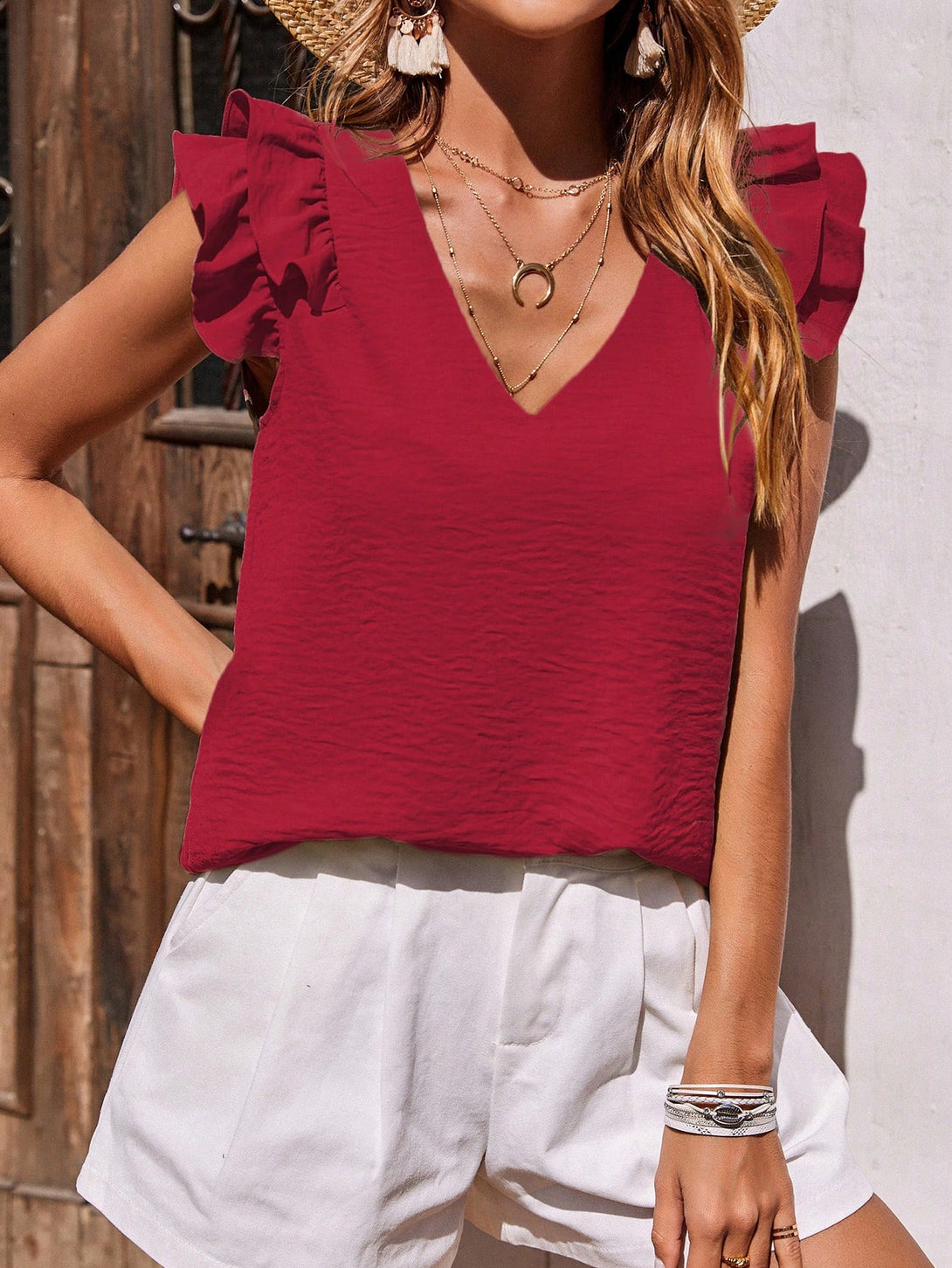 Ropa de Mujer, Ropa de Mujer, Tops & Blusas & Camisetas de Mujer, Blusas de Mujer, Rojo