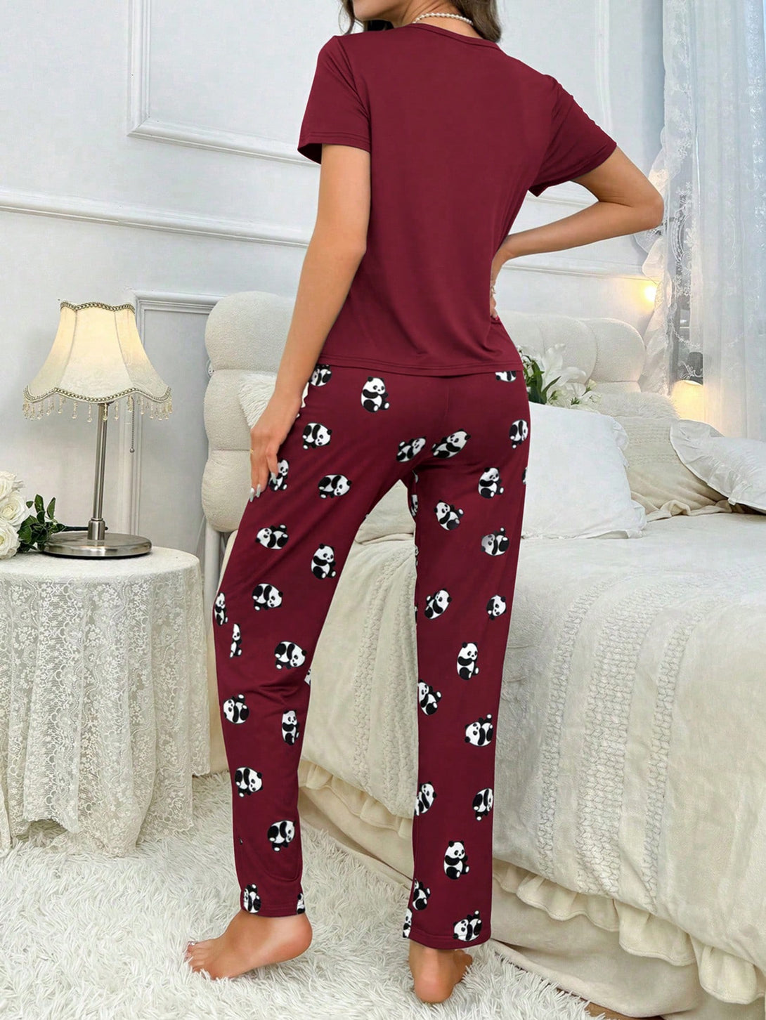 Ropa Interior y Ropa de Dormir, Pijama & Ropa de Descanso de Mujer, Ropa de Dormir para Mujeres, Sets de Pijamas de Mujer, 34471959, Burdeos