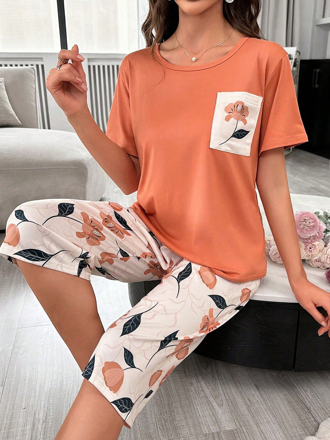 Ropa Interior y Ropa de Dormir, Pijama & Ropa de Descanso de Mujer, Ropa de Dormir para Mujeres, Sets de Pijamas de Mujer, COUPLE LOOKBOOK, 32495034, Naranja