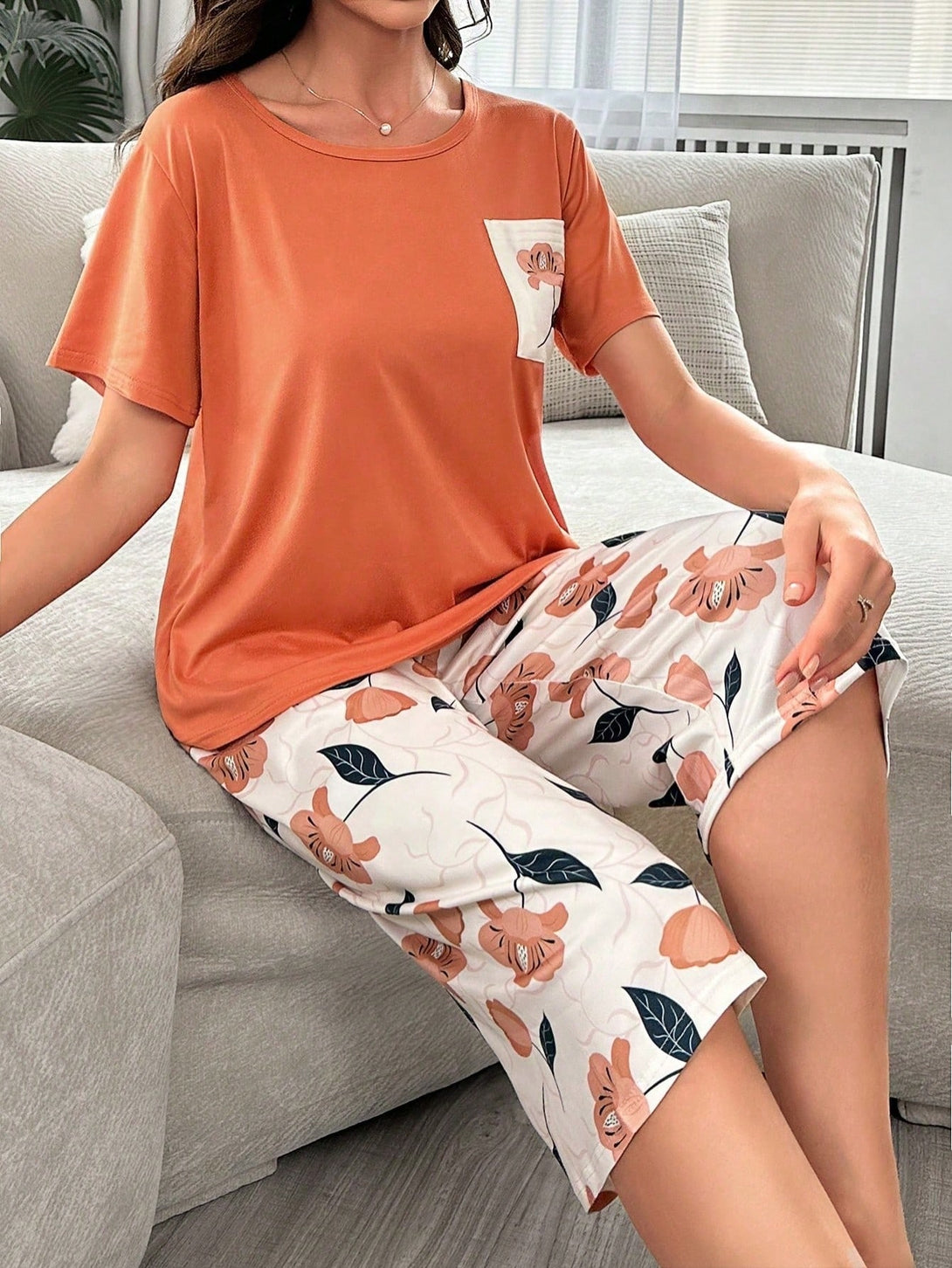 Ropa Interior y Ropa de Dormir, Pijama & Ropa de Descanso de Mujer, Ropa de Dormir para Mujeres, Sets de Pijamas de Mujer, COUPLE LOOKBOOK, 32495034, Naranja