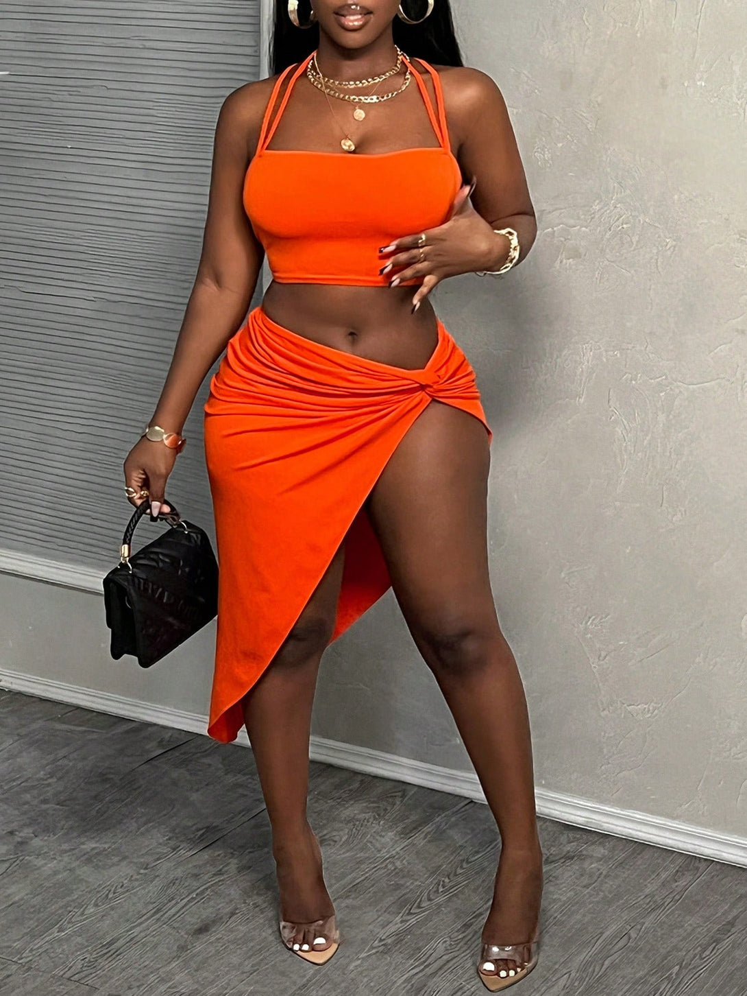 Ropa de Mujer, Conjunto para Mujer, Ropa Dos piezas para Mujer, Colección de trajes de mujer, 34615539, Naranja